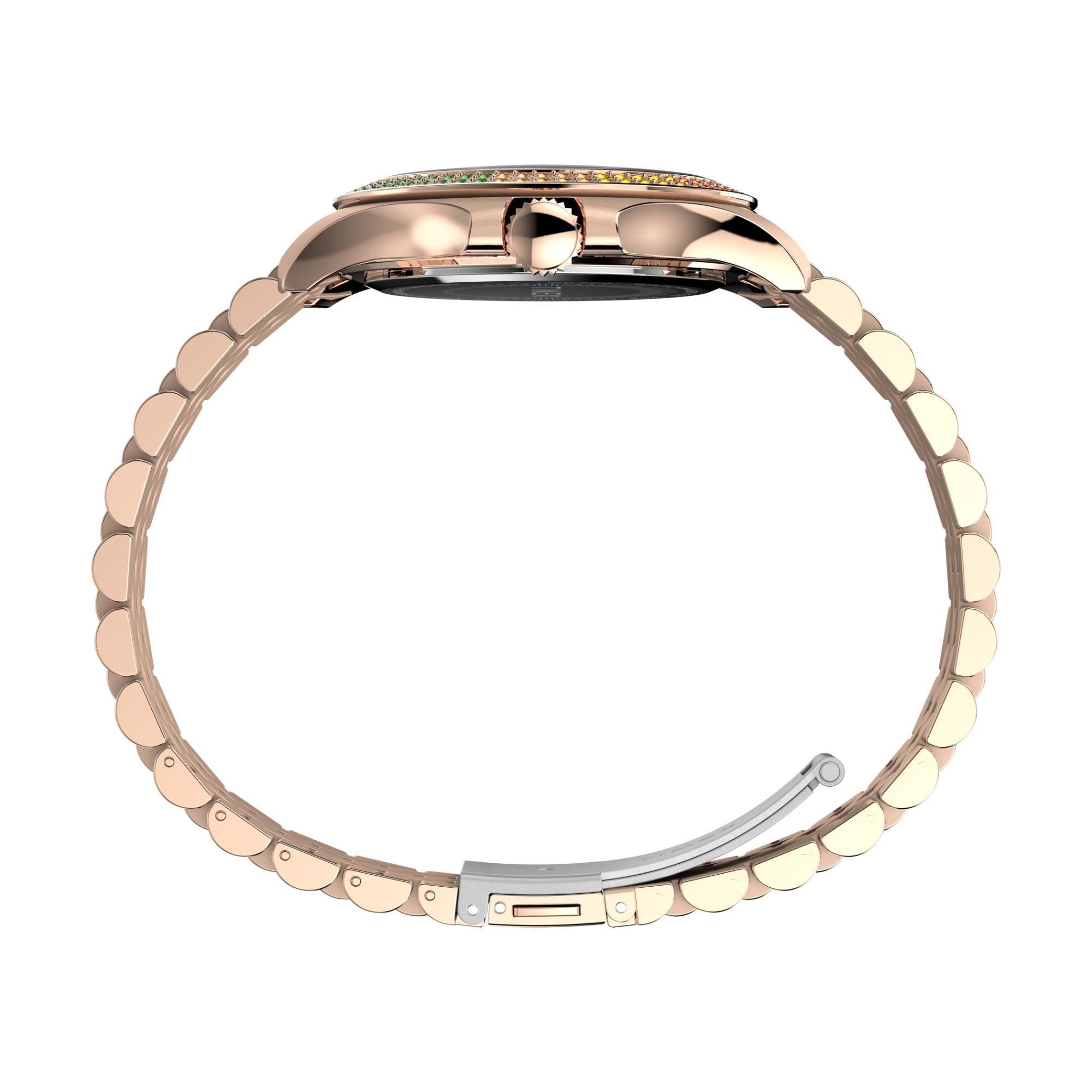 Timex Kaia Multifunction All Rose Gold-Tone Rainbow Crystal Accent Rose Gold Dial Women’s Watch TW2W34200