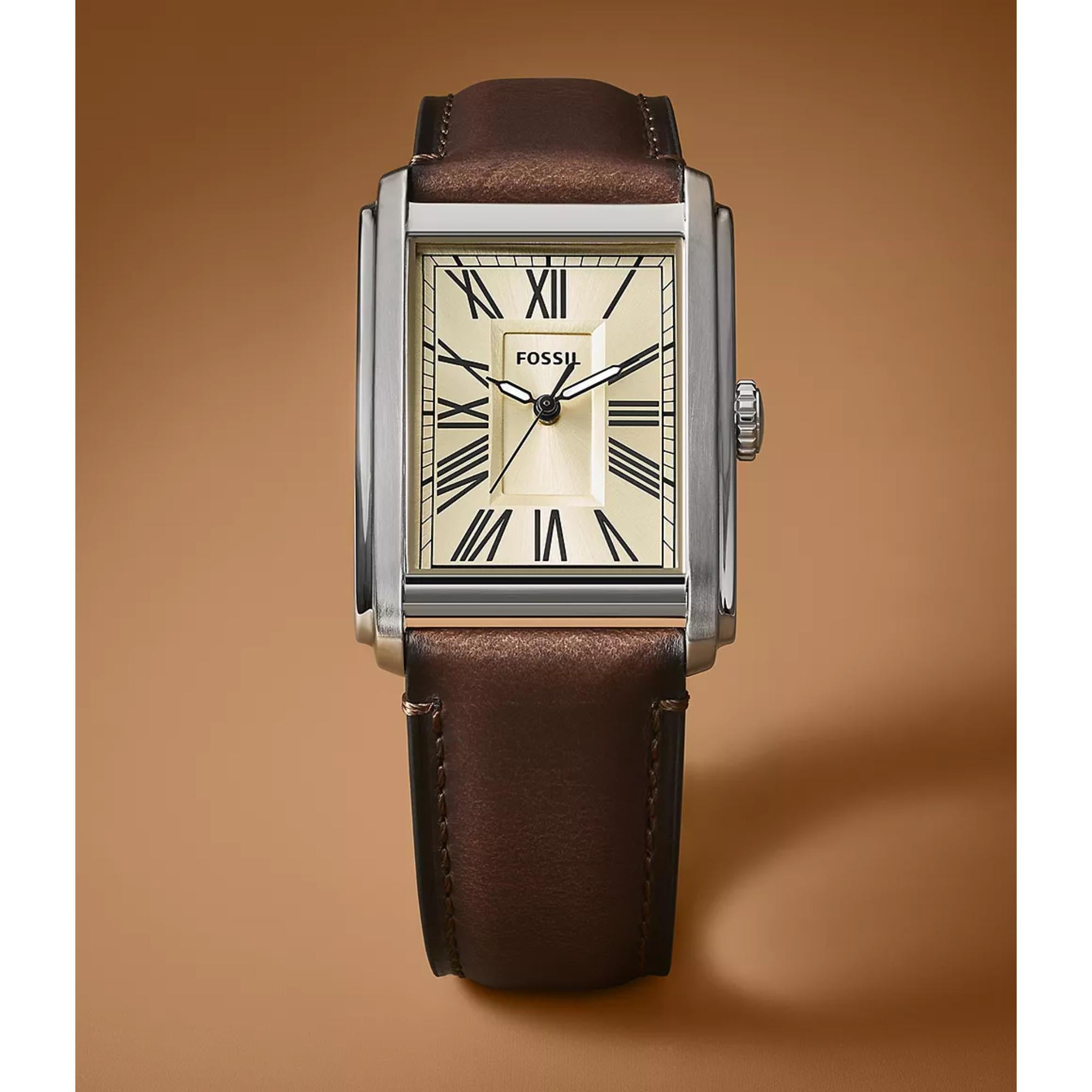 Fossil Carraway Three-Hand Brown Leather Men’s Watch FS6012