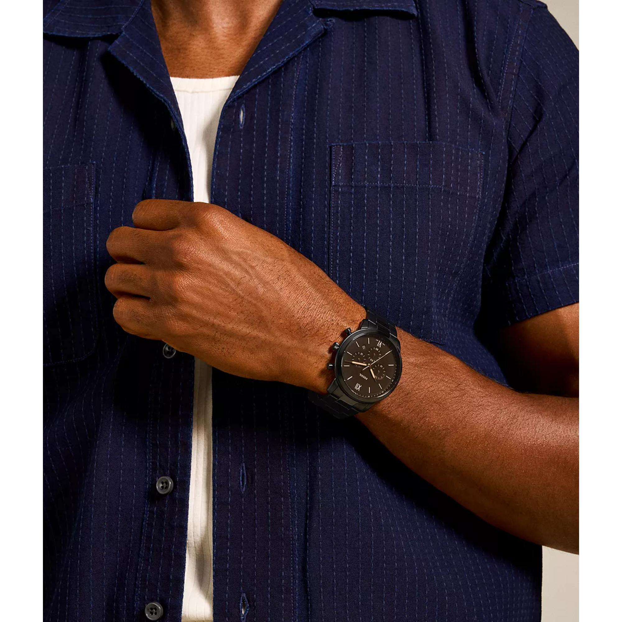 Fossil Neutra Chronograph Black Stainless Steel Black Dial Men’s Watch FS5525