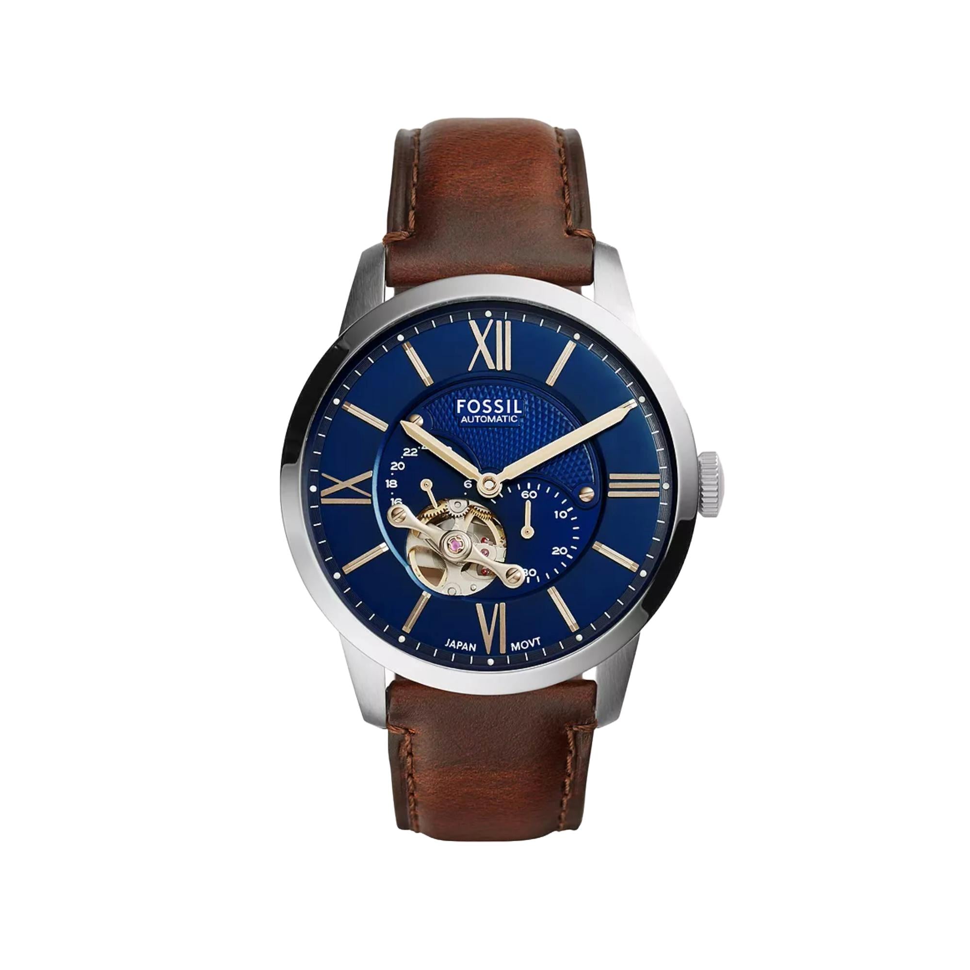Fossil Townsman Automatic Brown Leather Blue Dial Men’s Watch ME3110