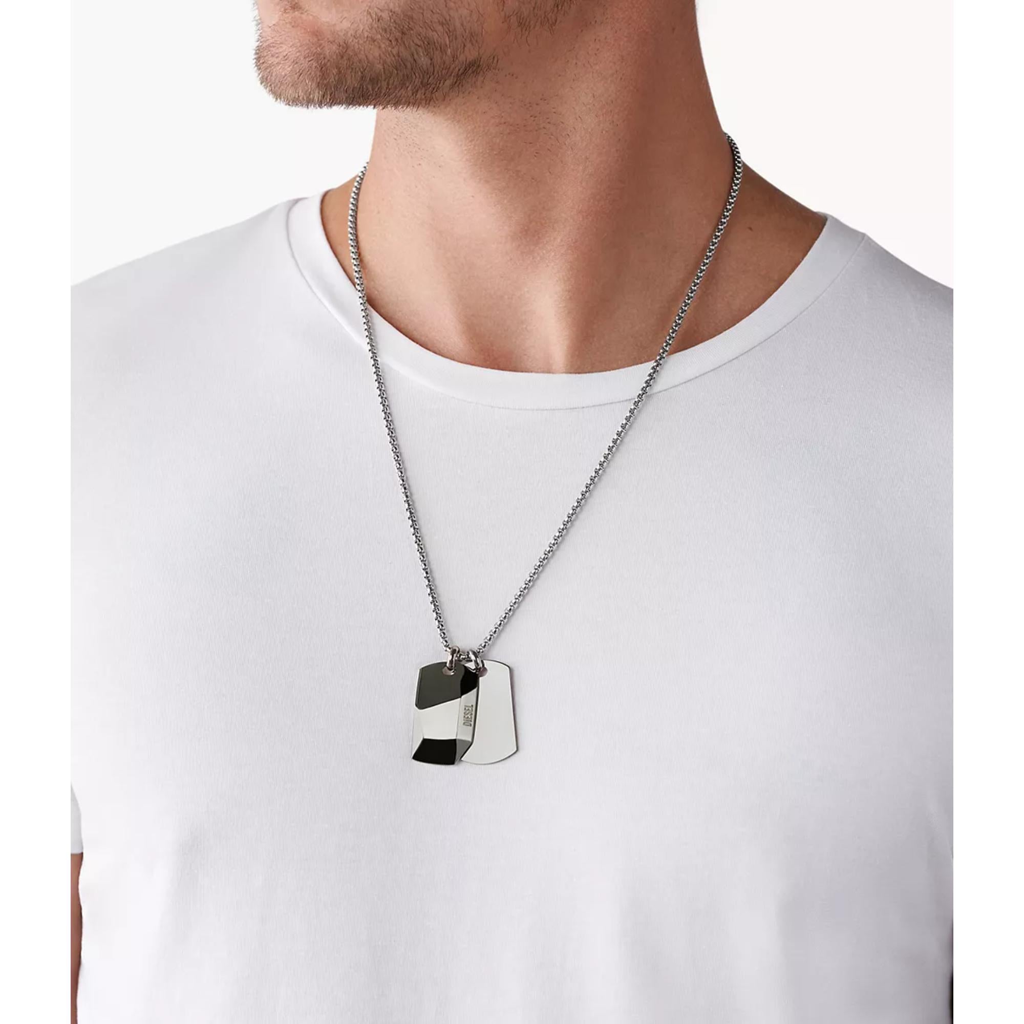 Diesel Stainless Steel Double Dog Tag  Men's Necklace DX1143040