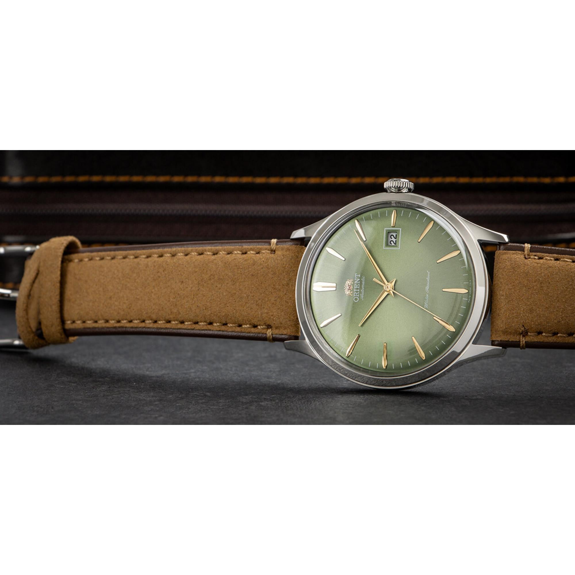 Orient Bambino Classic Vintage Style Automatic Green Dial Men's Dress Watch RA-AC0P01E30B