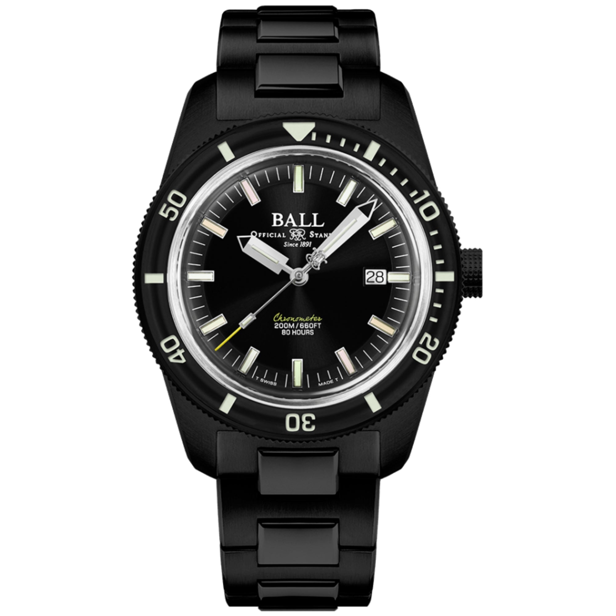BALL Engineer II Skindiver Heritage Chronometer Black Dial Stainless Steel Men’s Watch DD3208B-S2C-BKR