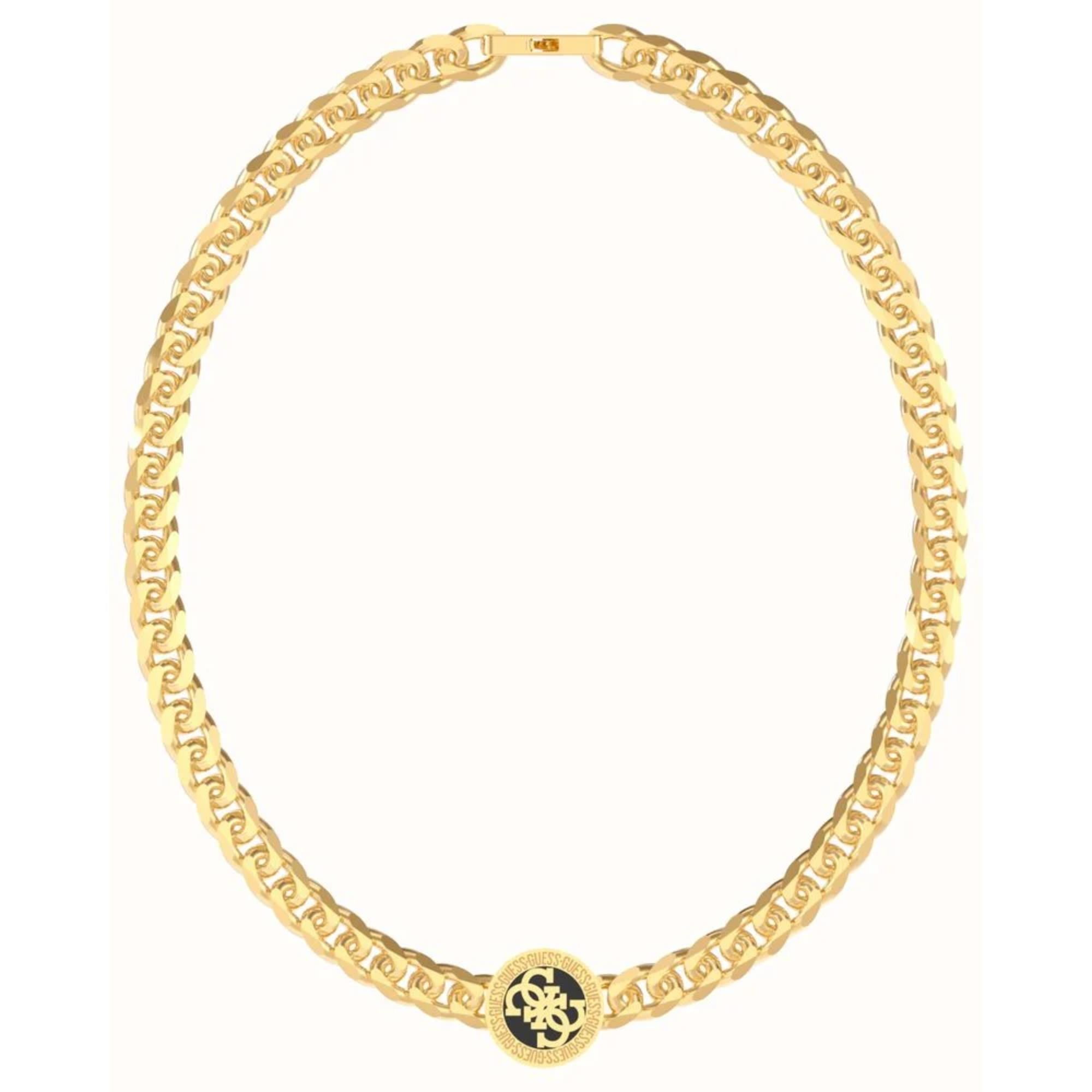 Guess Men’s 4G Icon Gold-Plated Chain and Black 4G Pendant Necklace UMN02112YGBK
