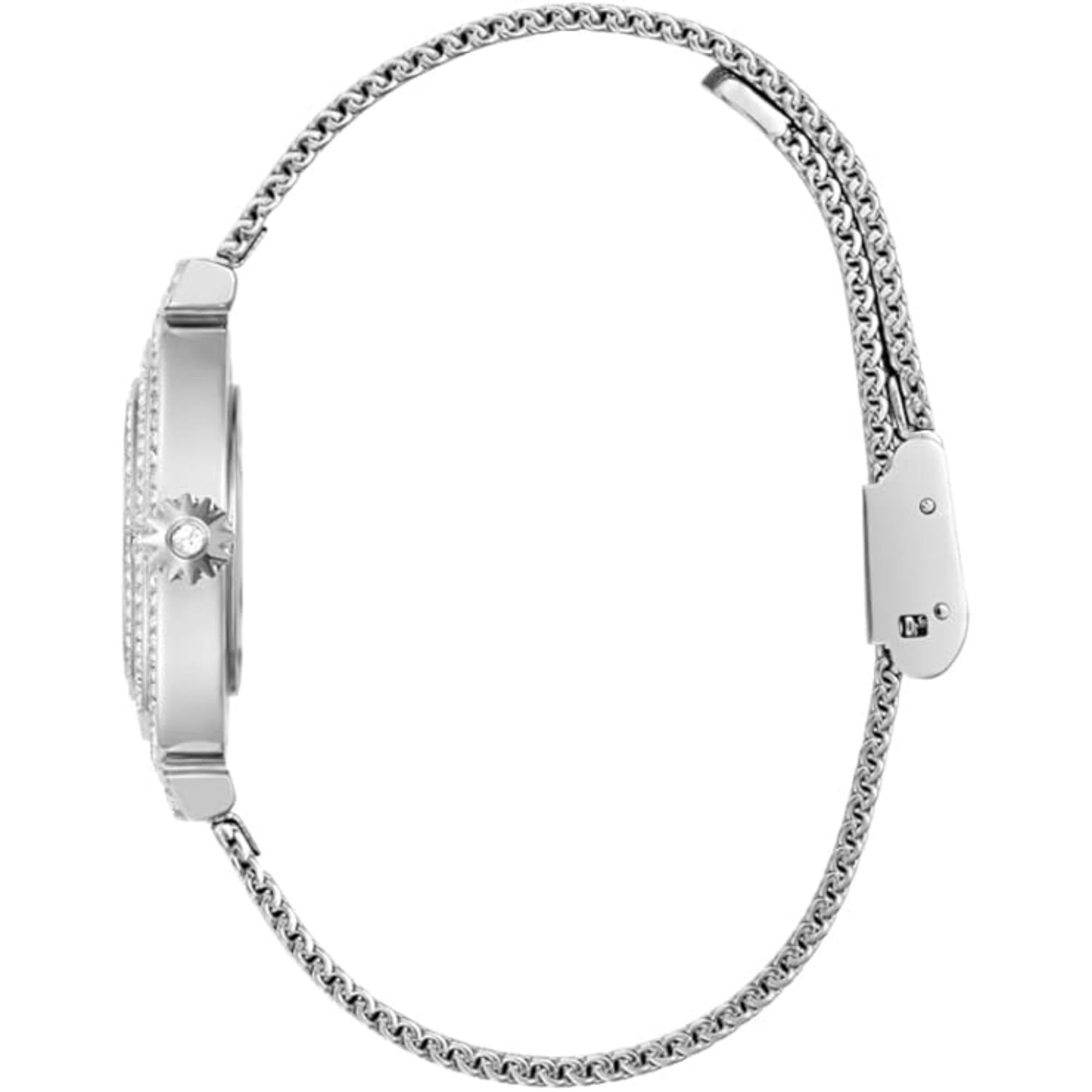 Guess Women’s Silver Crystal Dial Steel Mesh Bracelet Watch GW0550L1