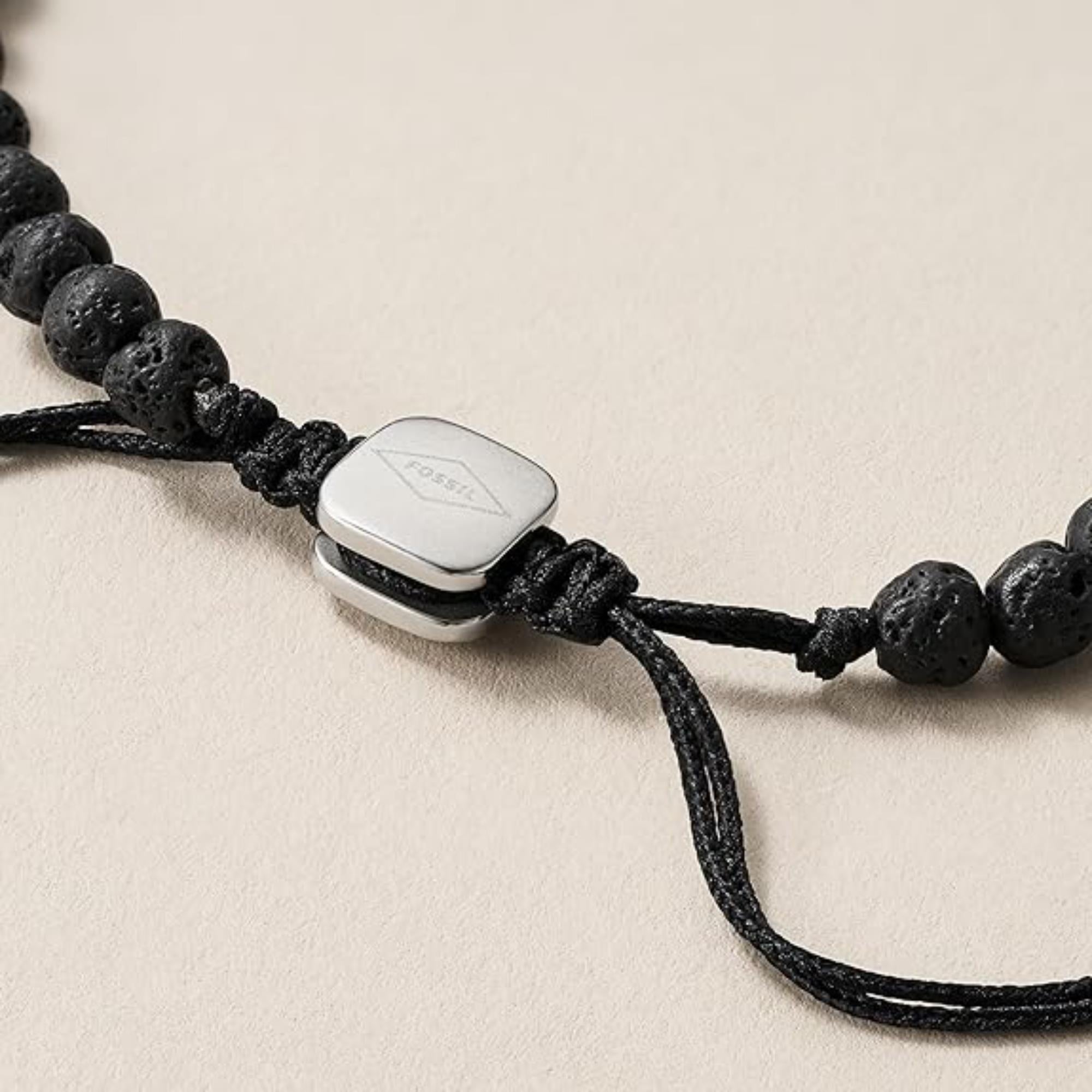 Fossil Black Semi-Precious Men's Bracelet JF02887040