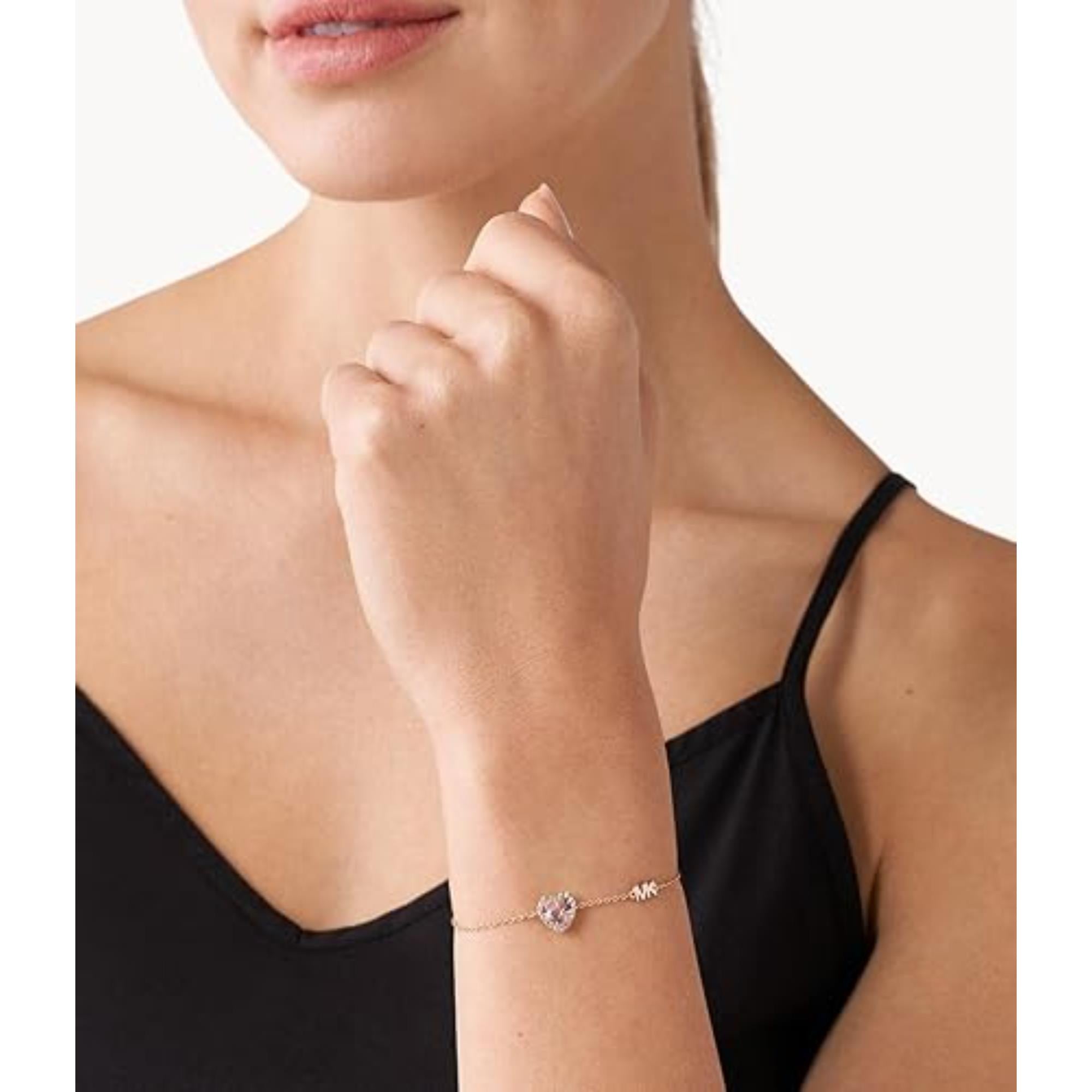 Michael Kors 14K Rose Gold-Plated Sterling Silver Heart-Cut Slider Women's Bracelet MKC1518A2791