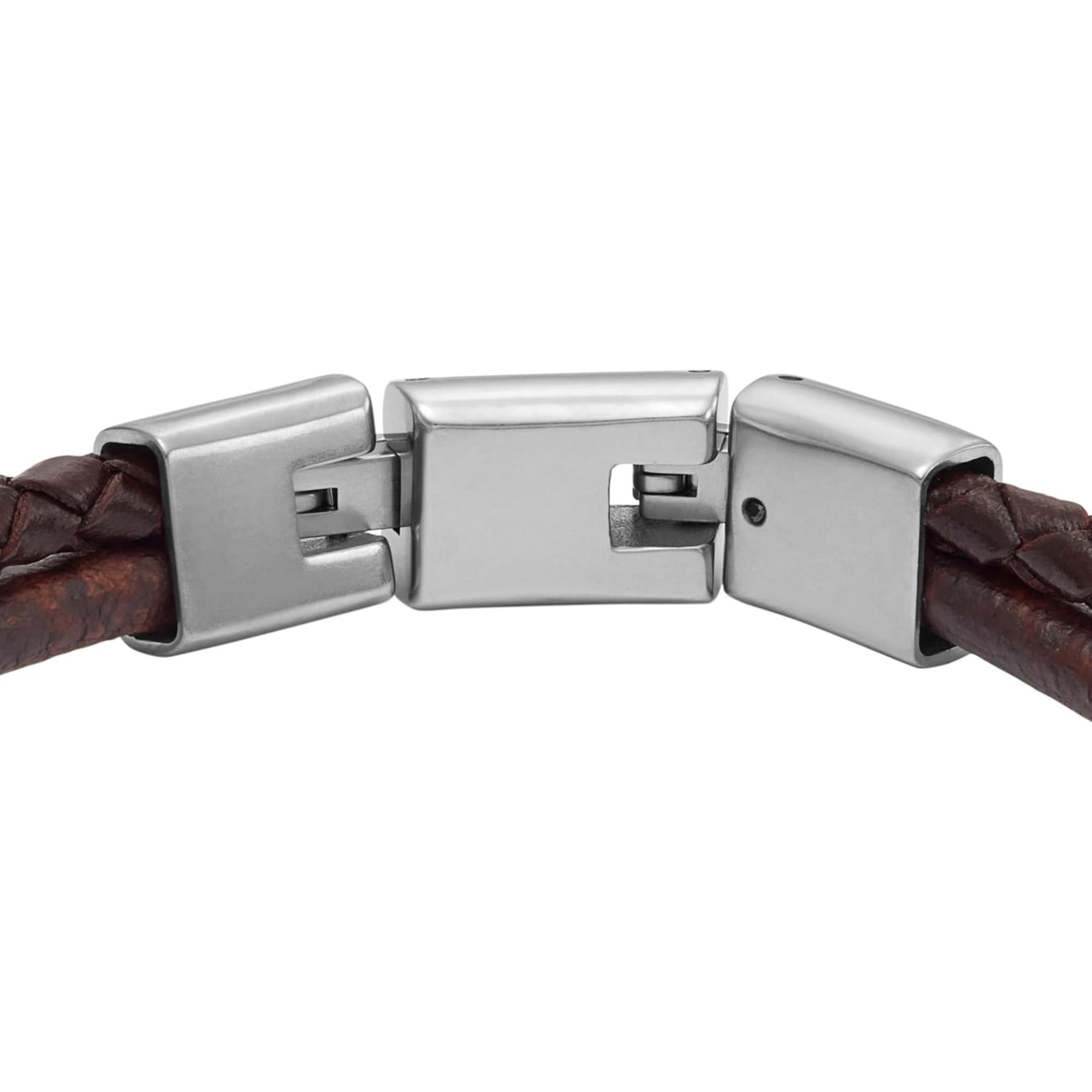 Fossil All Stacked Up Brown Leather Multi-Strand Men's Bracelet JF04702040