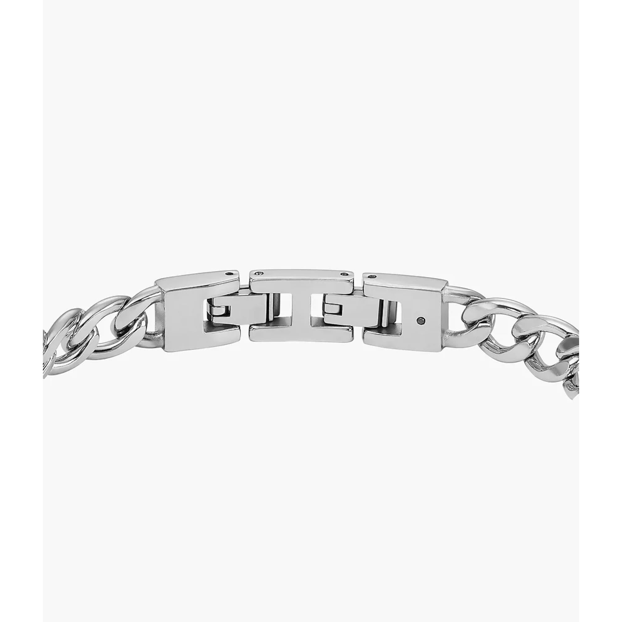 Fossil Textured Plaque Stainless Steel Chain Men's Bracelet JF04411040