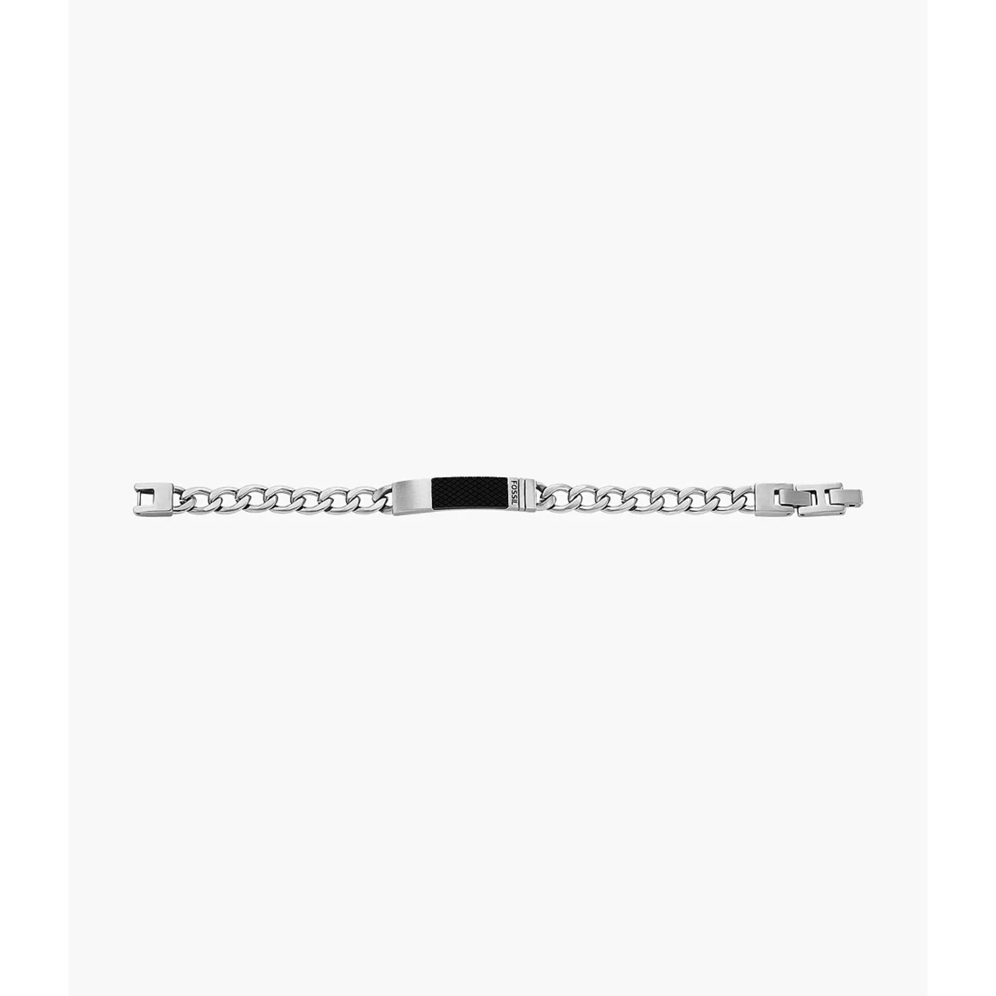 Fossil Textured Plaque Stainless Steel Chain Men's Bracelet JF04411040