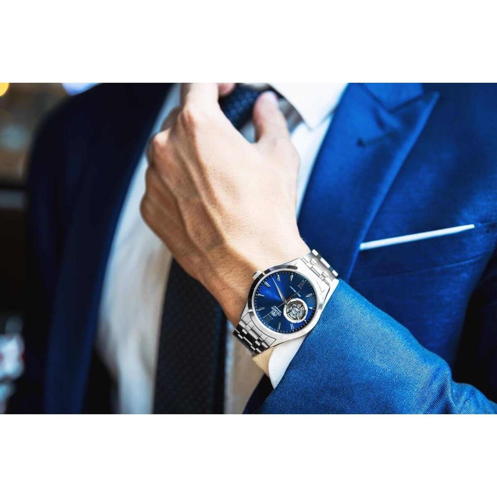 Orient Golden Eye II Contemporary Open Heart Blue Dial Men's Watch TAG03001D0
