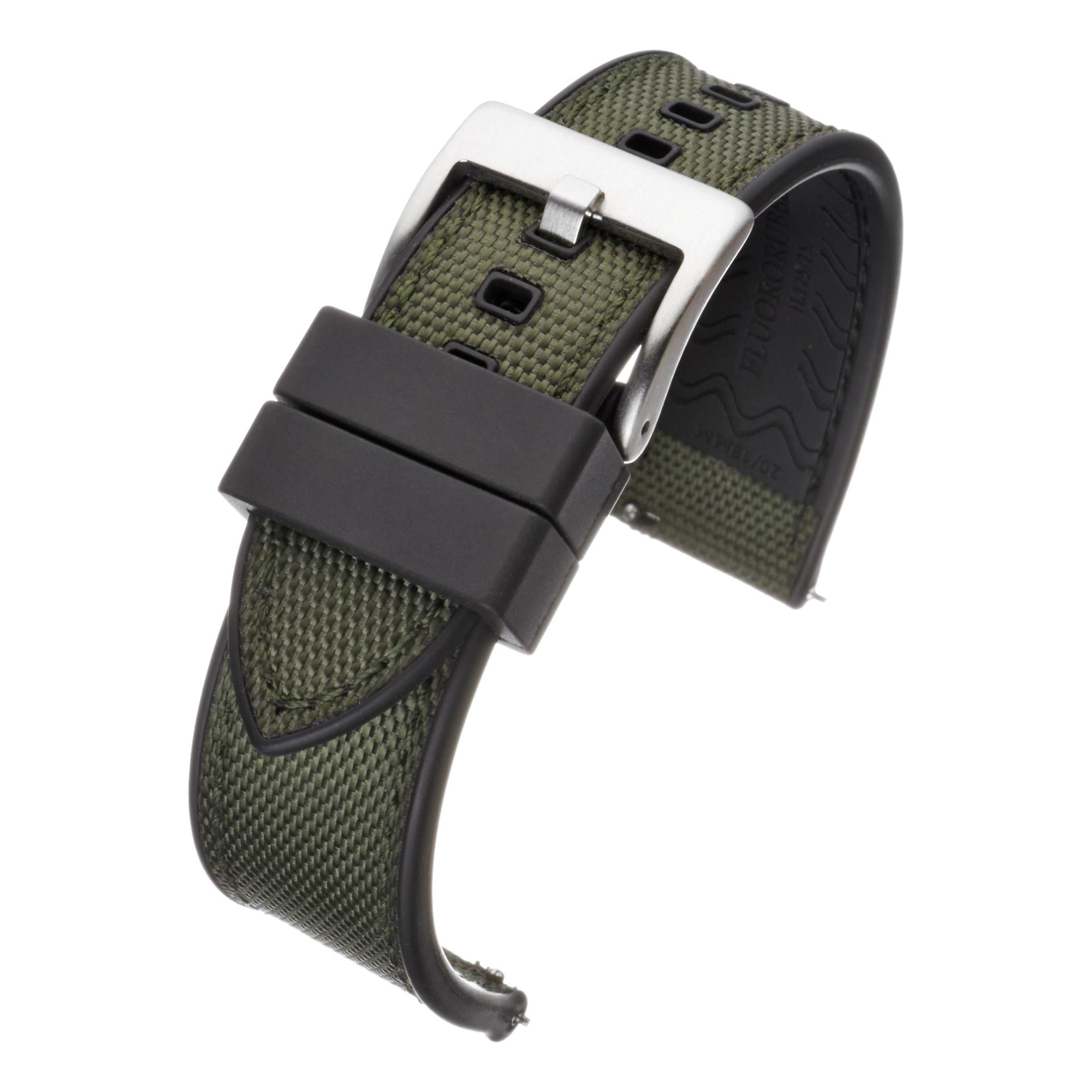 LBS Light Green/Black Premium Sailcloth Hybrid Men's Watch Strap WS202/20