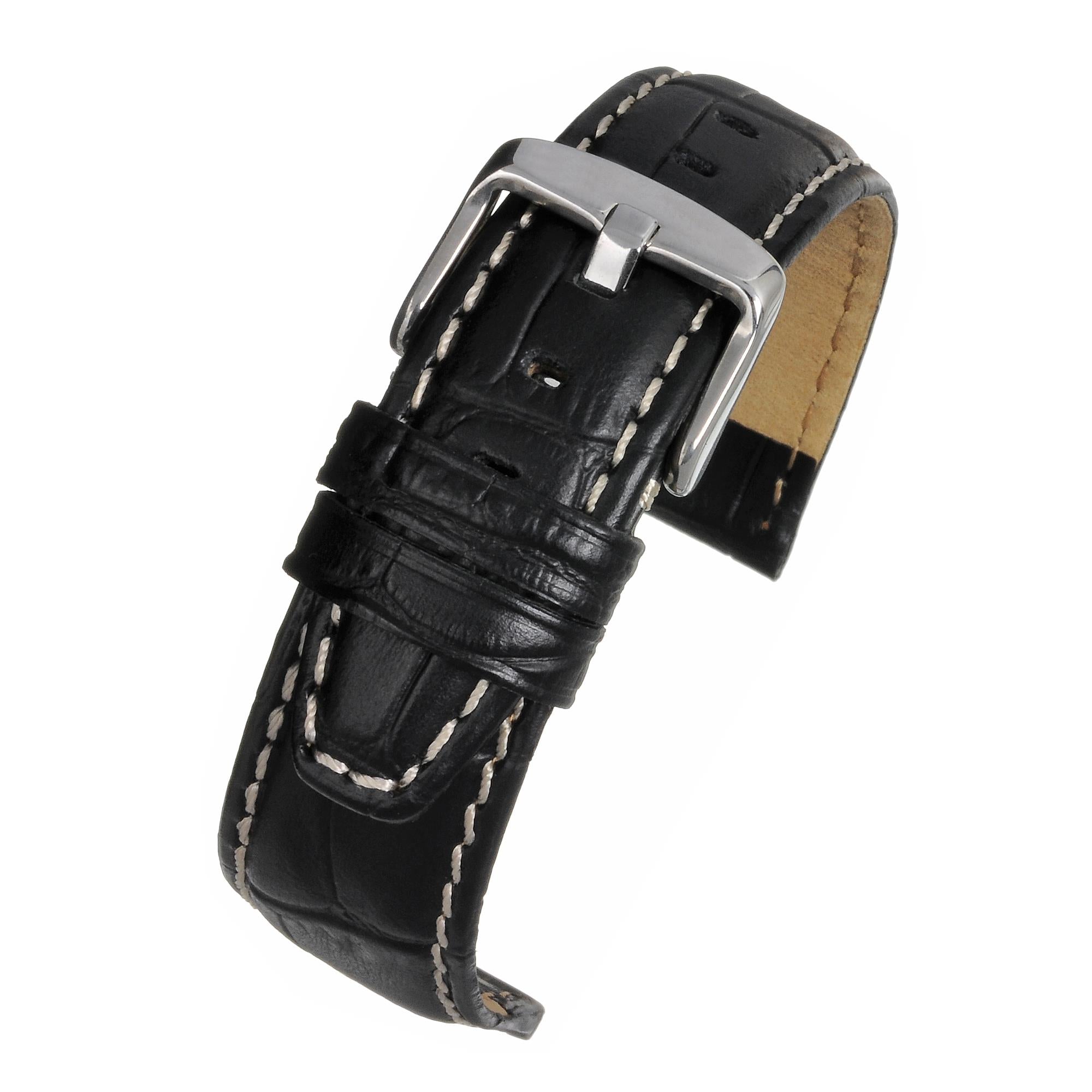 LBS Black Super Alligator Grain Strap with Nubuck Lining WH600/20
