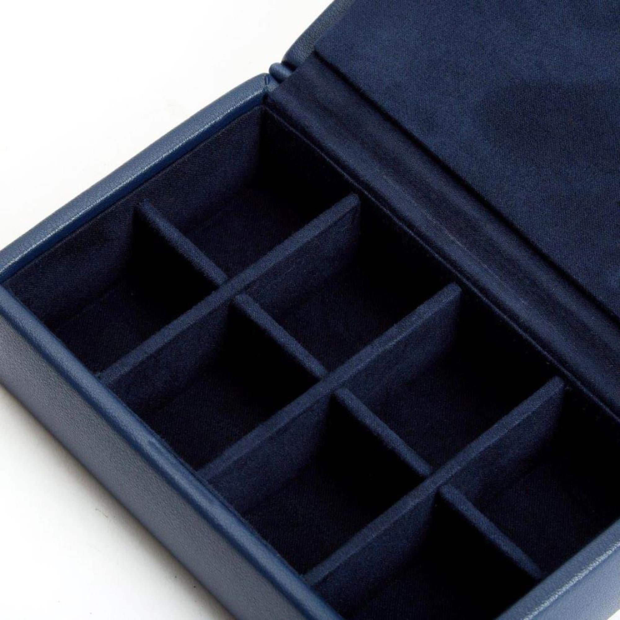 WOLF Heritage 8-Piece Cufflink Box Navy Leather 290217