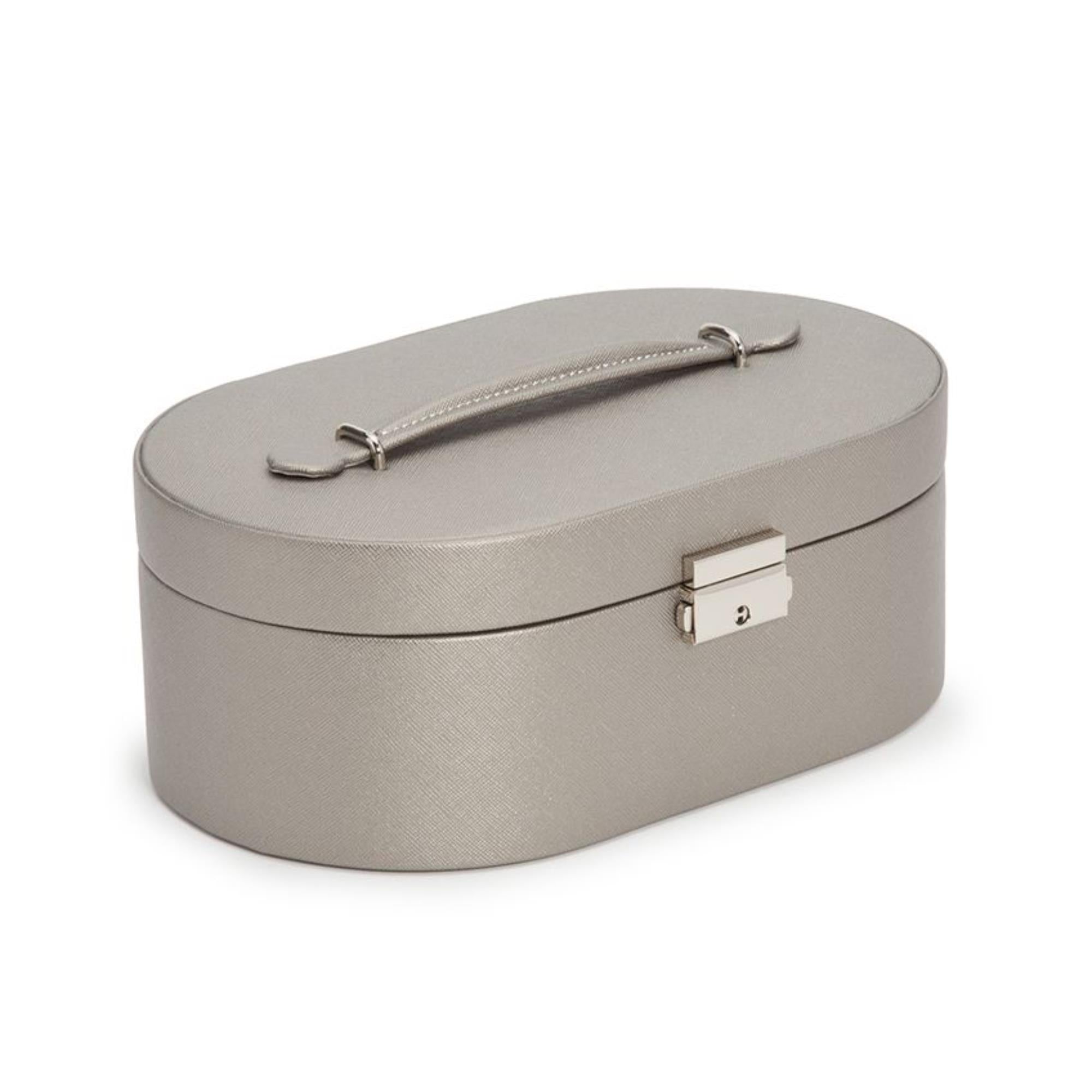 WOLF Heritage Oval Jewelry Box Tan Leather 280534