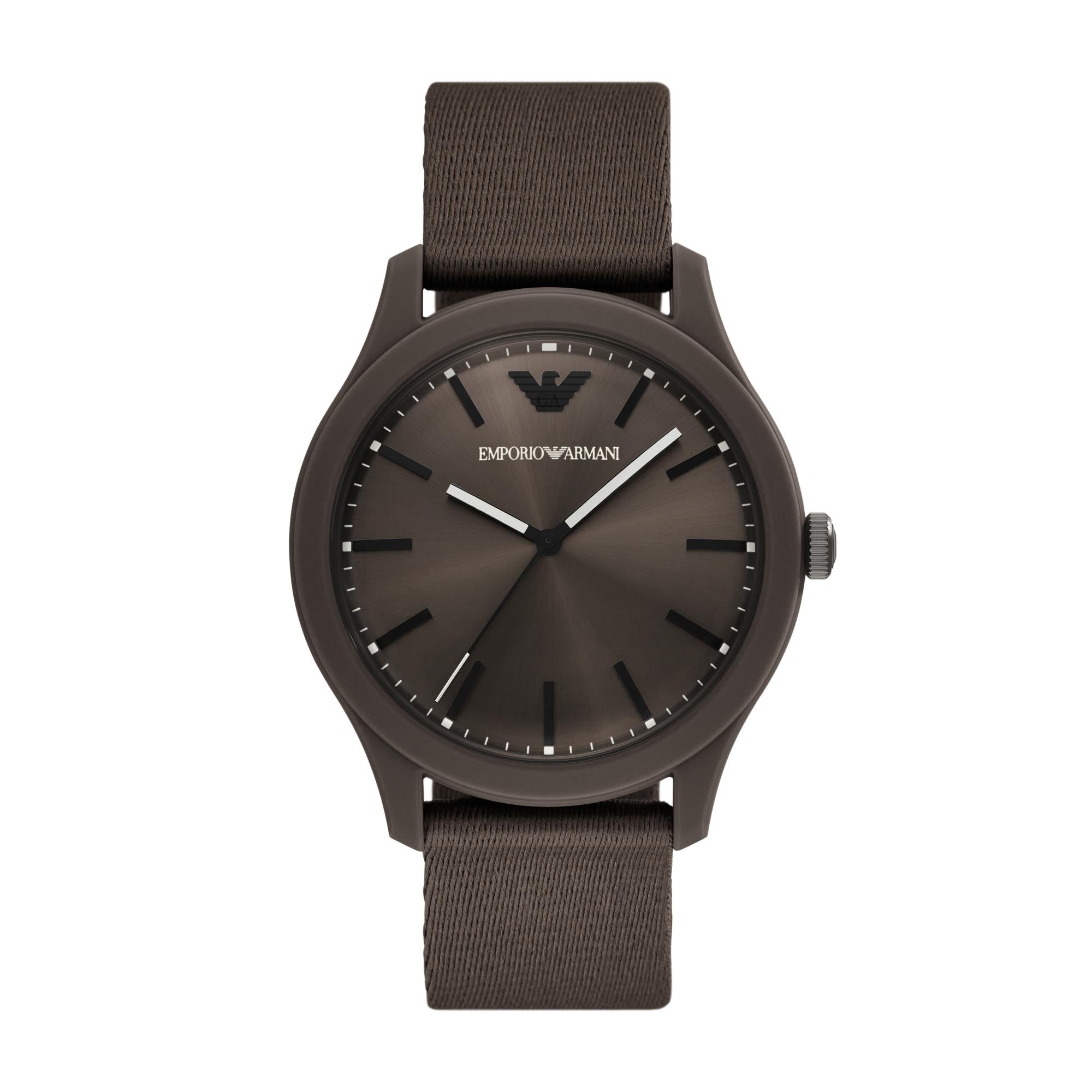 Emporio Armani #tide ocean material® Nylon Fabric Brown Dial Men's Watch AR11655