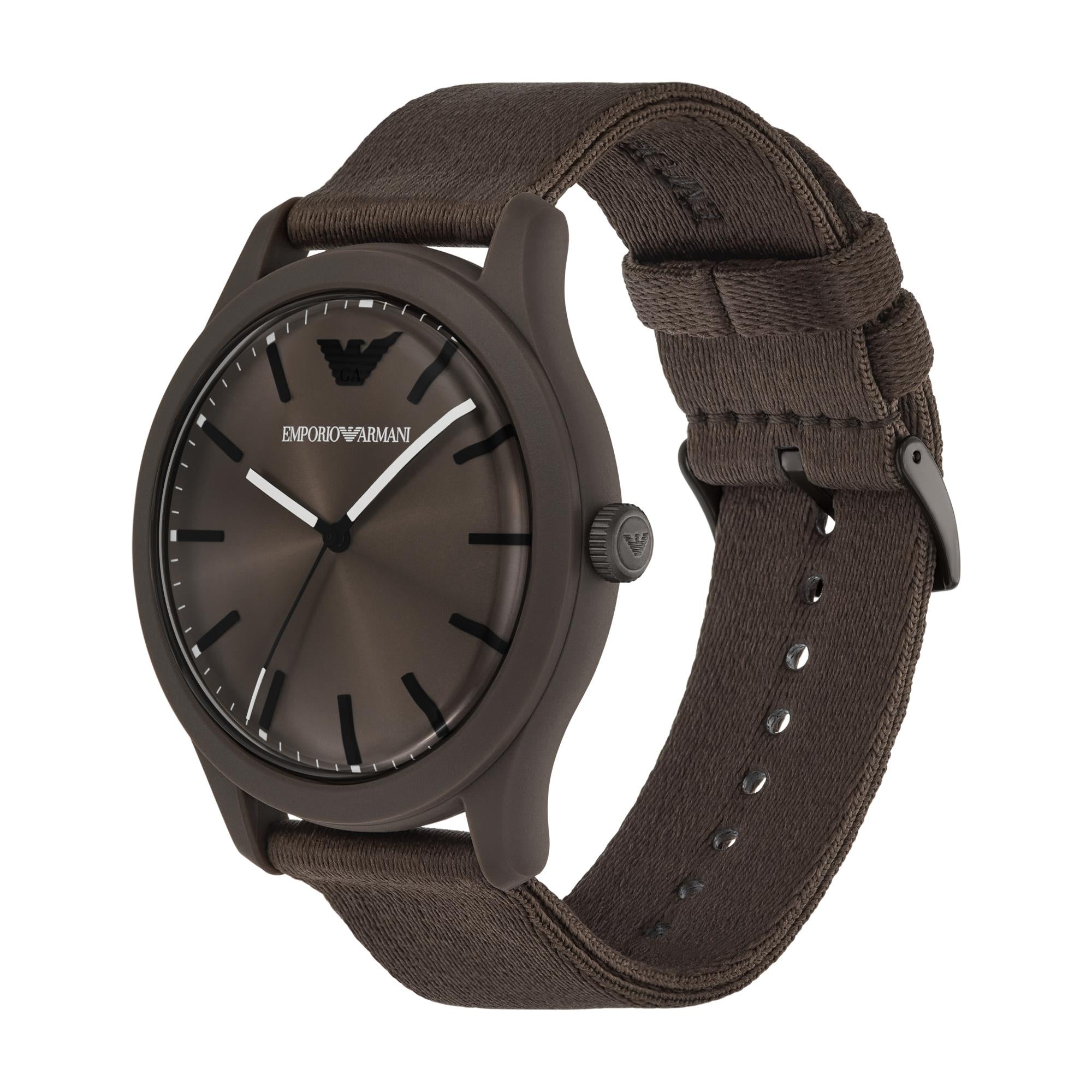 Emporio Armani #tide ocean material® Nylon Fabric Brown Dial Men's Watch AR11655