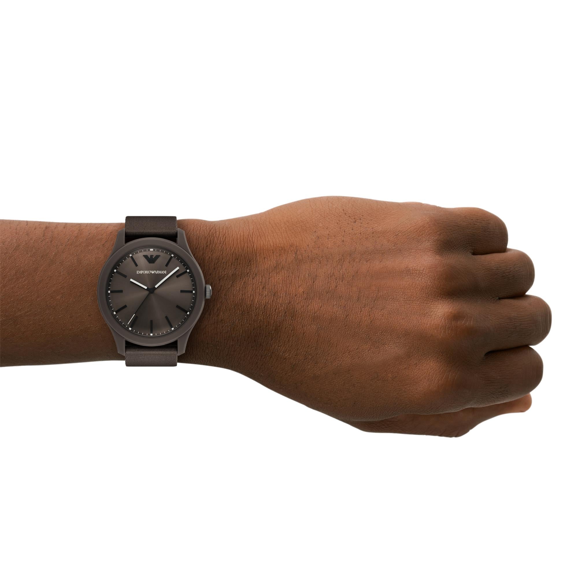 Emporio Armani #tide ocean material® Nylon Fabric Brown Dial Men's Watch AR11655