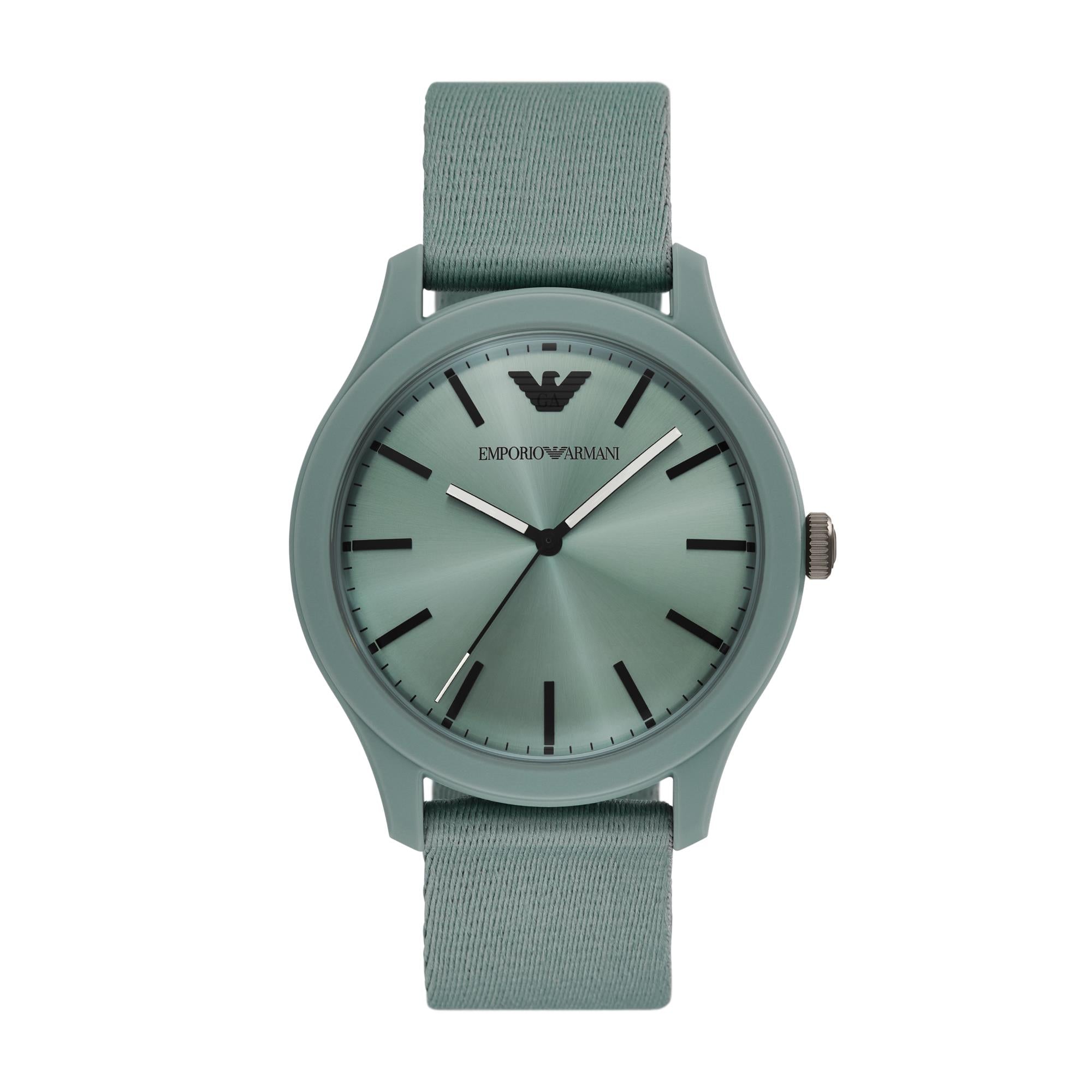 Emporio Armani Green #tide ocean material® Nylon Fabric Green Dial Men's Watch AR11654