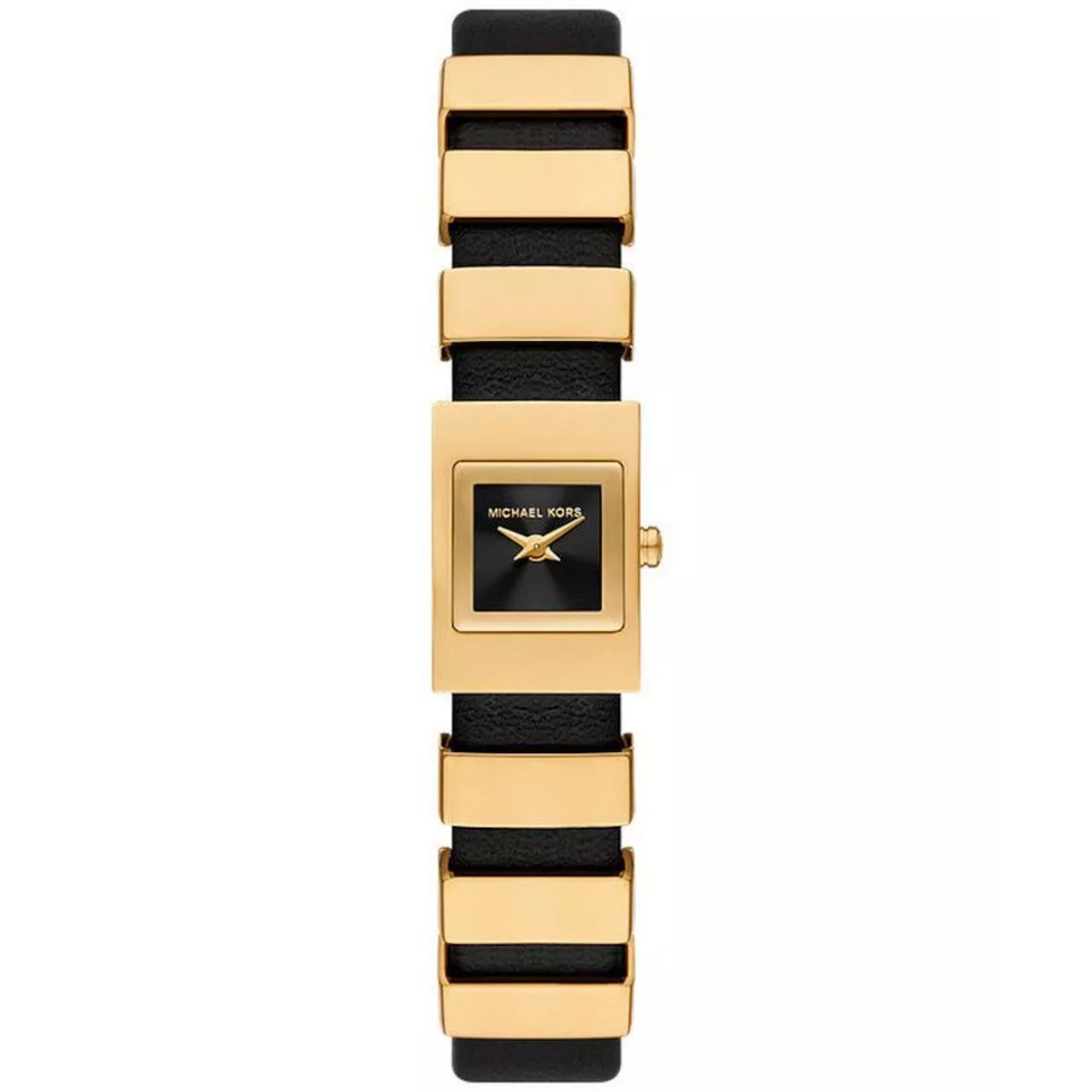Michael Kors Darrington Black Dial Black Leather Strap Ladies Watch MK4887