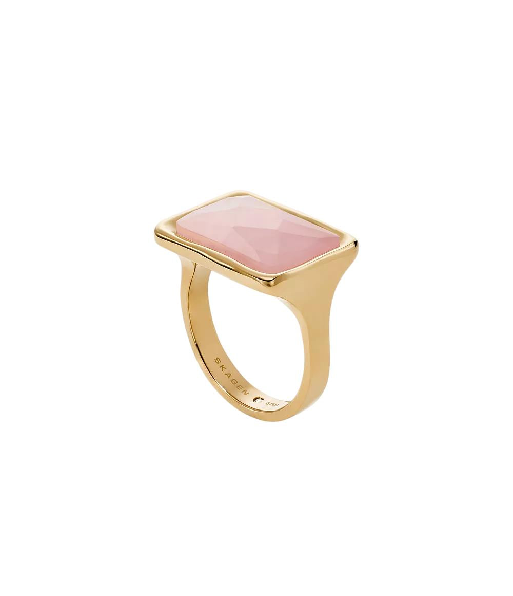 Skagen Anja Rose Quartz Gold-Tone Stainless Steel Cocktail Ladies Ring SKJ1863710-8