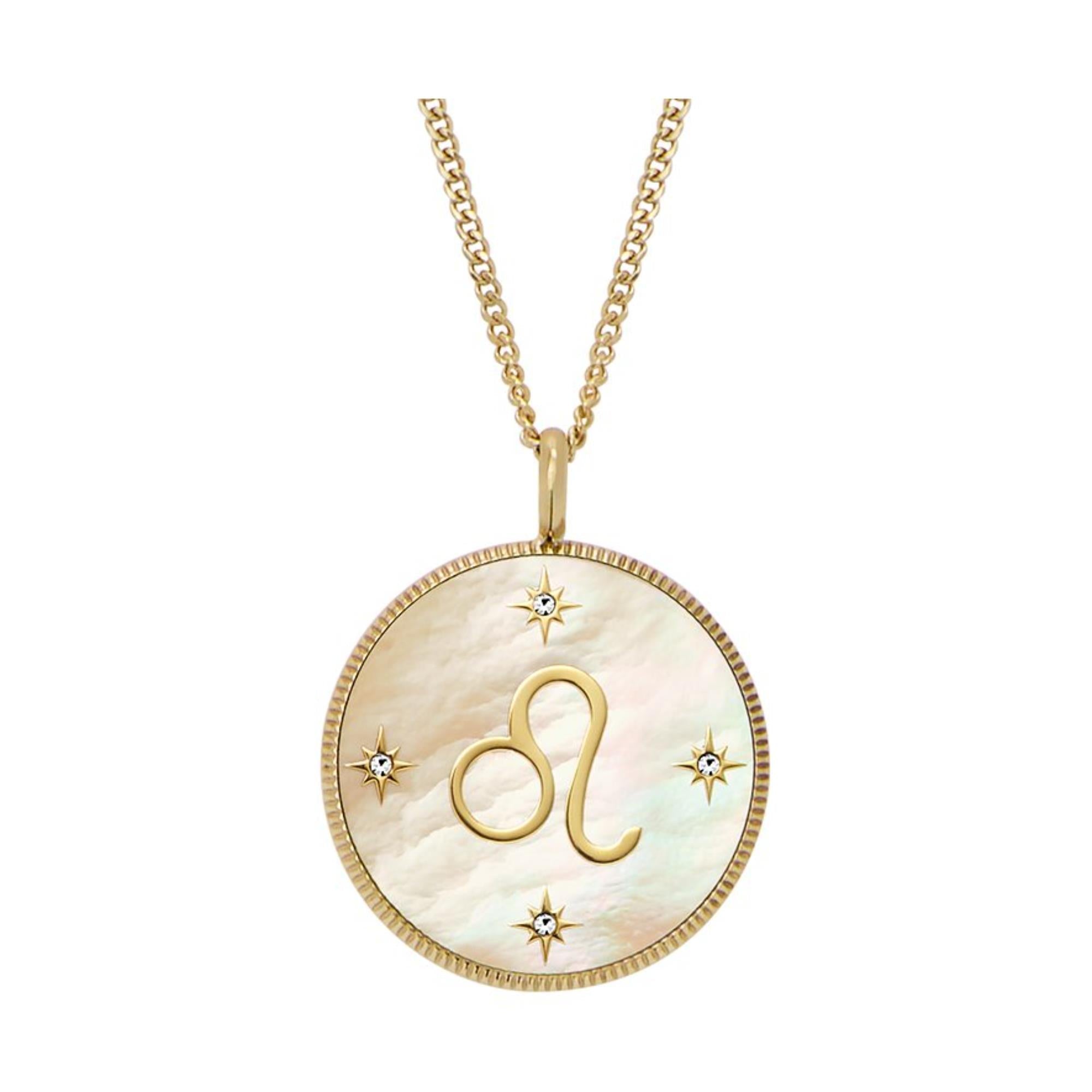 Fossil Mother-of-Pearl Leo Pendant Ladies Necklace JF04842710