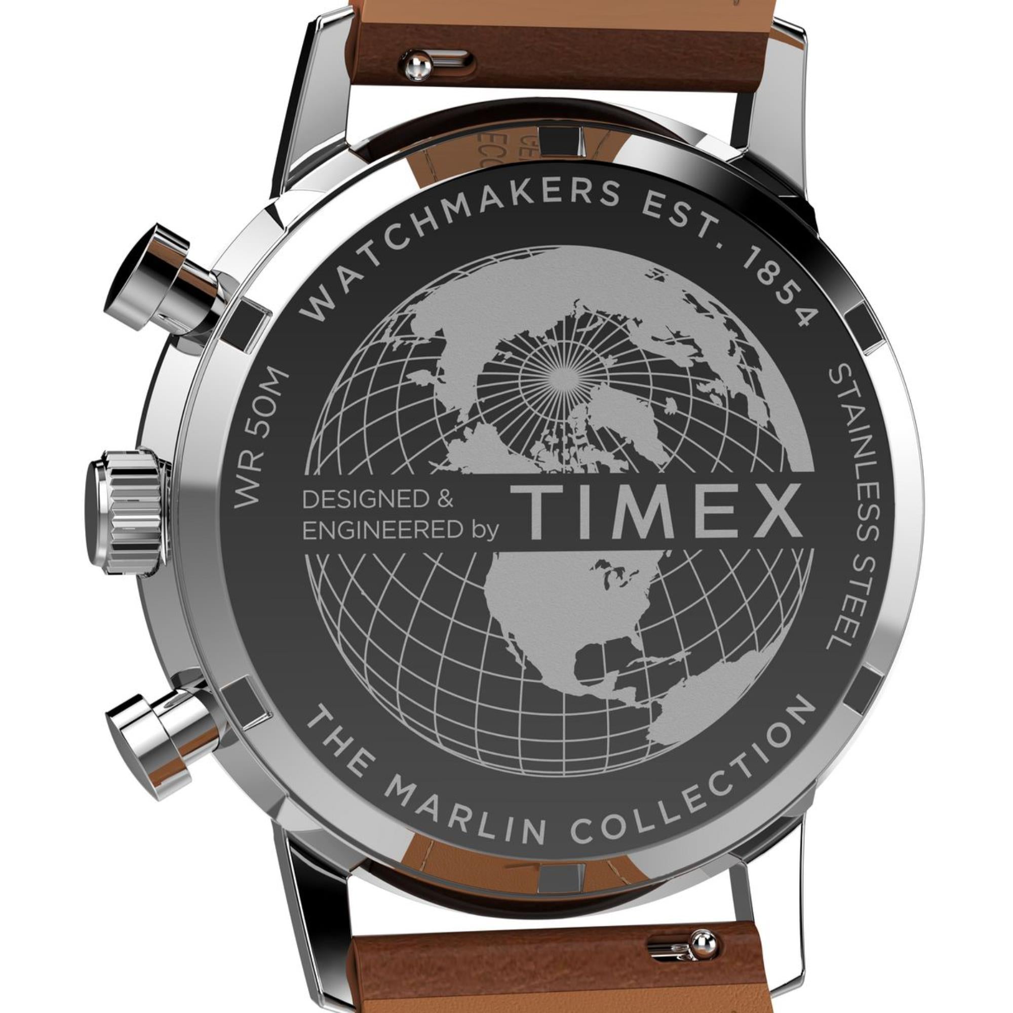 Timex Marlin Chronograph Tachymeter Green Dial Leather Strap Men's Watch TW2W99100