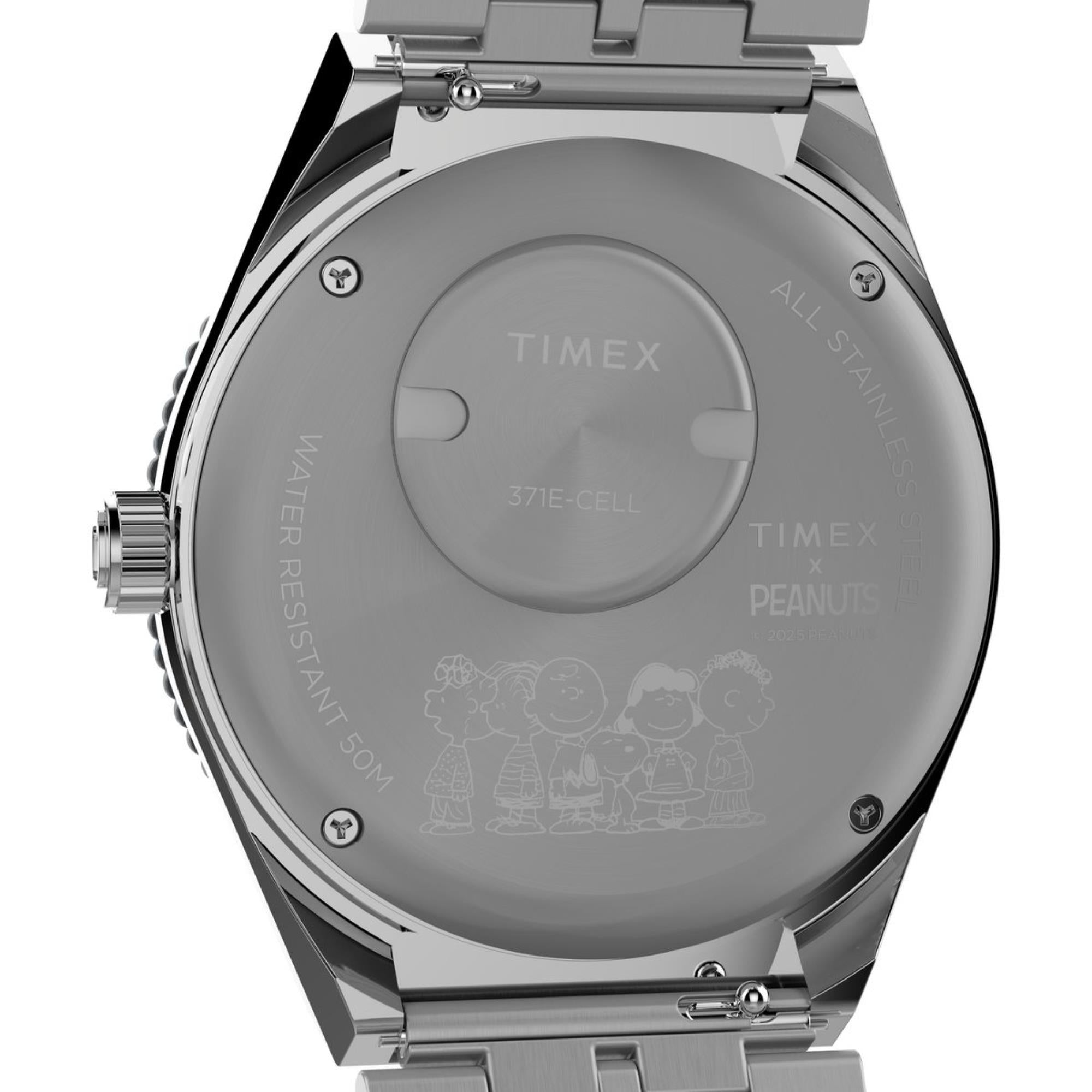 Timex x Peanuts Q Timex GMT Silver-Tone Stainless Steel Strap Men's Watch TW2W83300