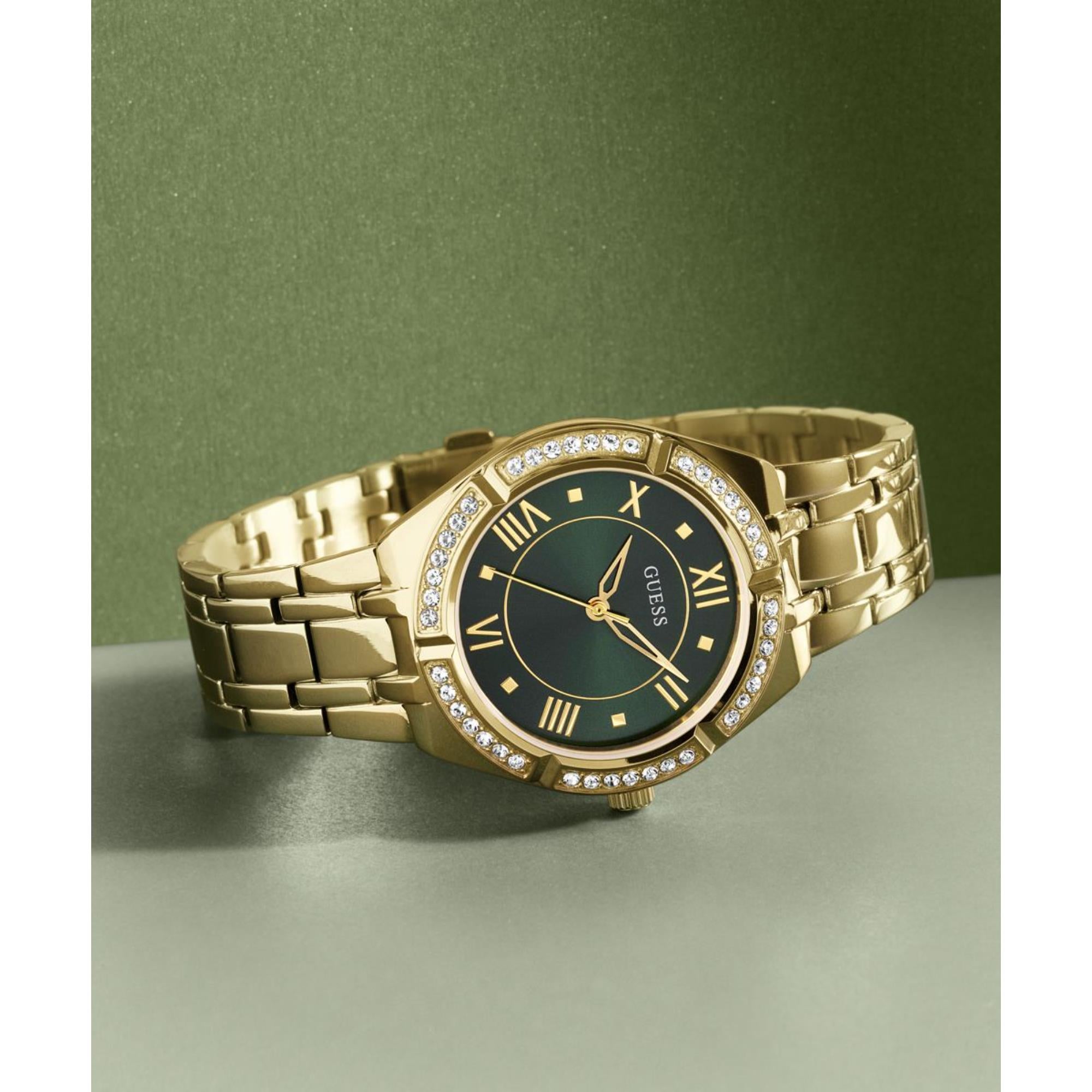 Guess Cosmo Green Dial Stainless Steel Strap Women's Watch GW0033L8