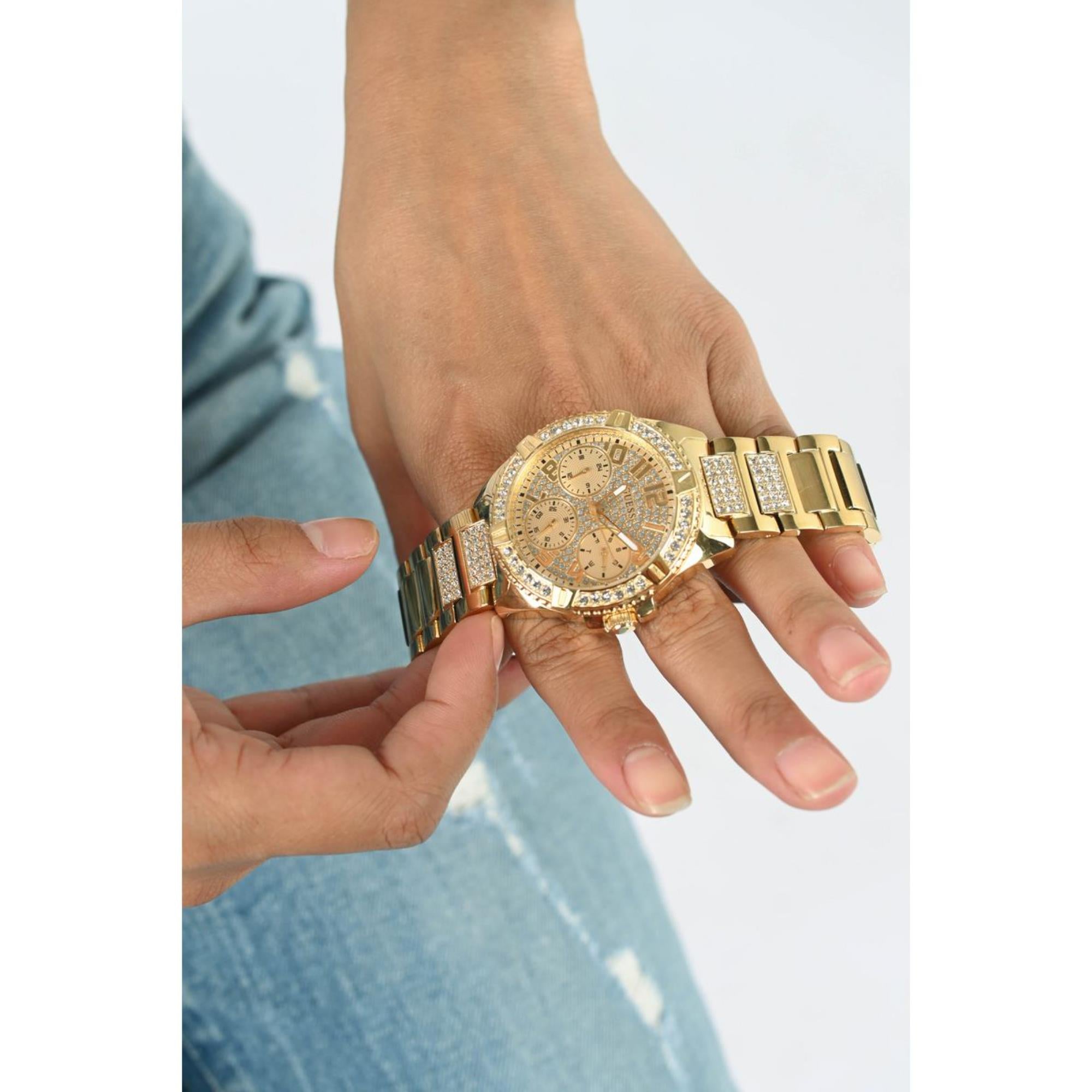 Guess Lady Frontier Champagne Dial Stainless Steel Strap Women's Watch W1156L2