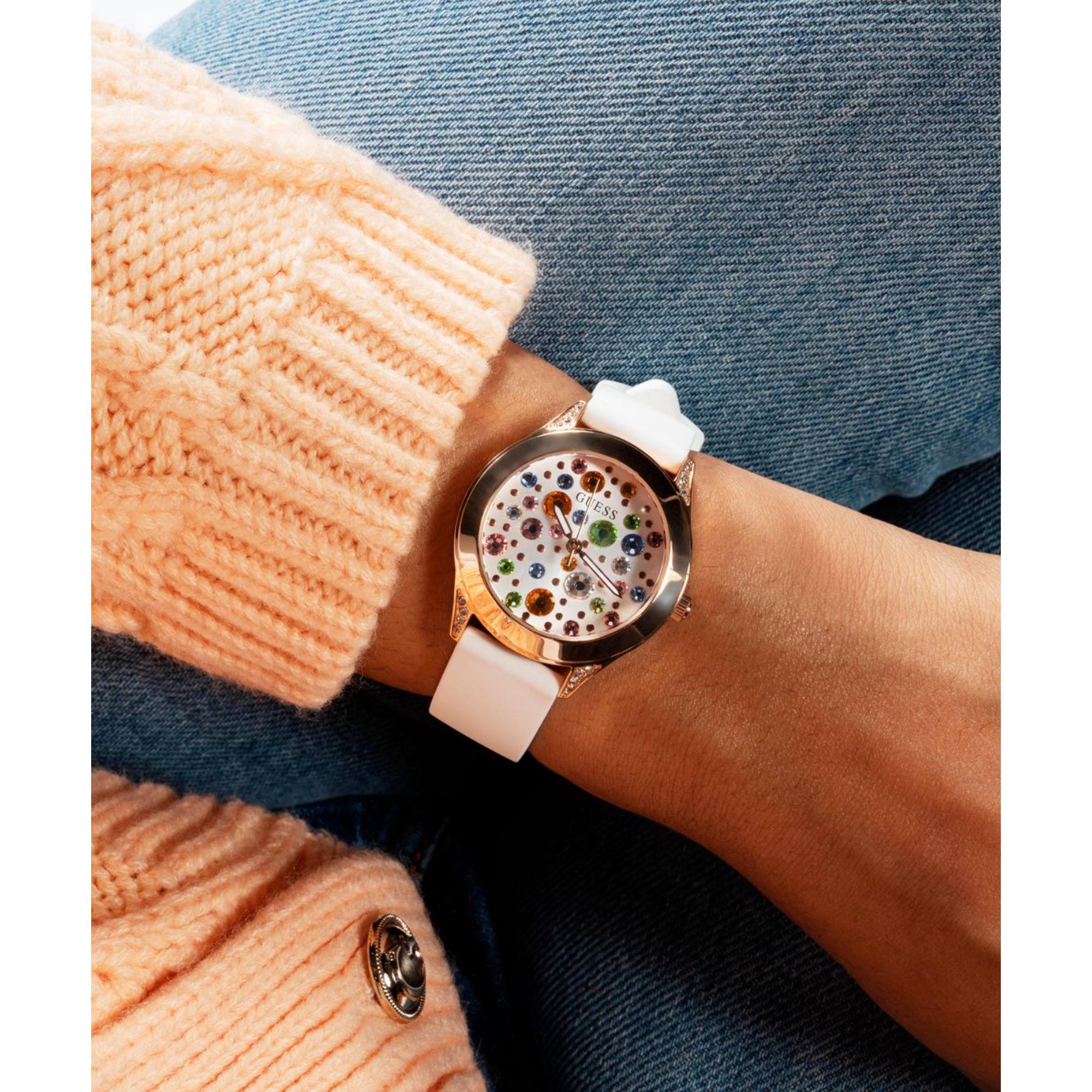 Guess Mini Wonderlust White Dial Silicone Strap Women's Watch GW0678L4
