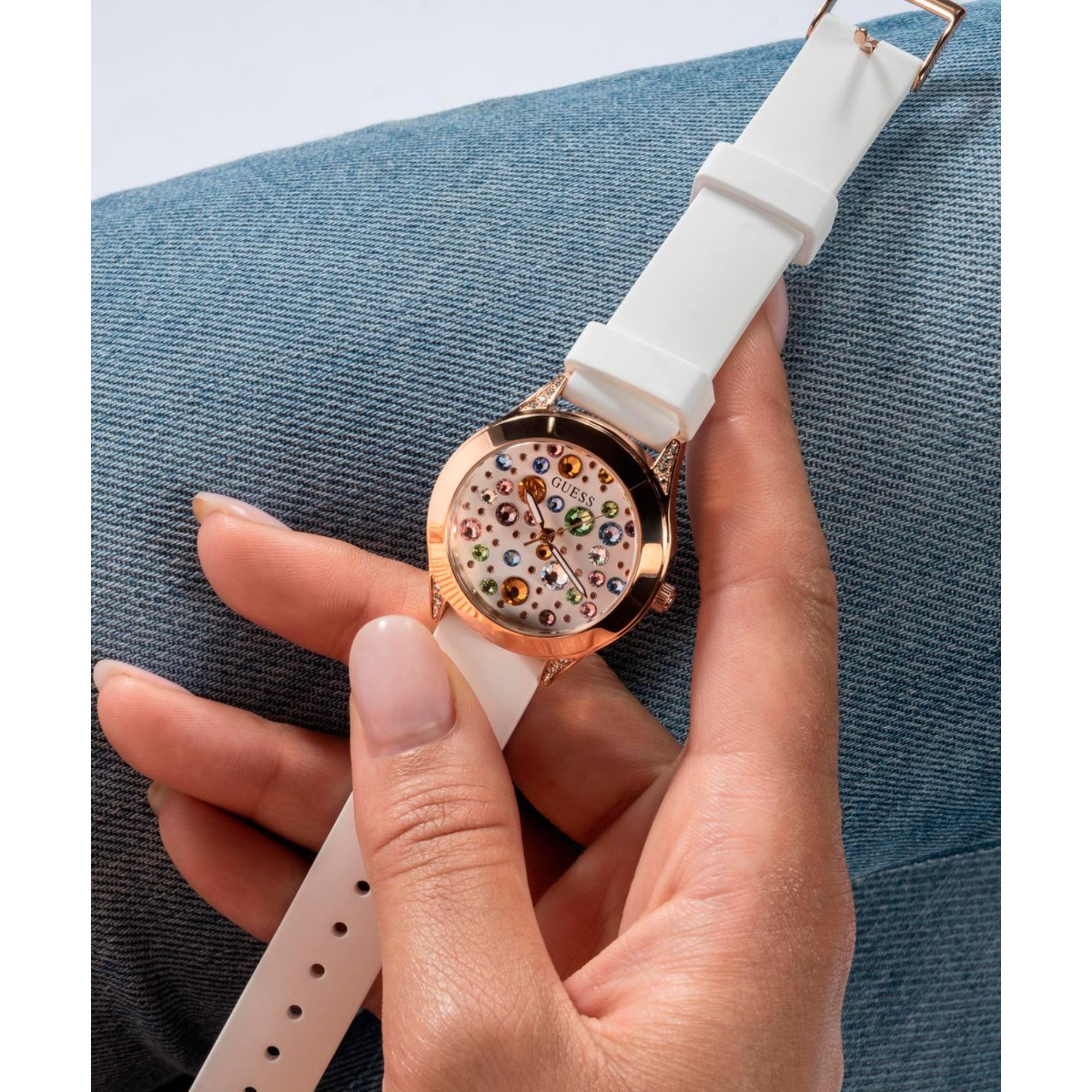 Guess Mini Wonderlust White Dial Silicone Strap Women's Watch GW0678L4
