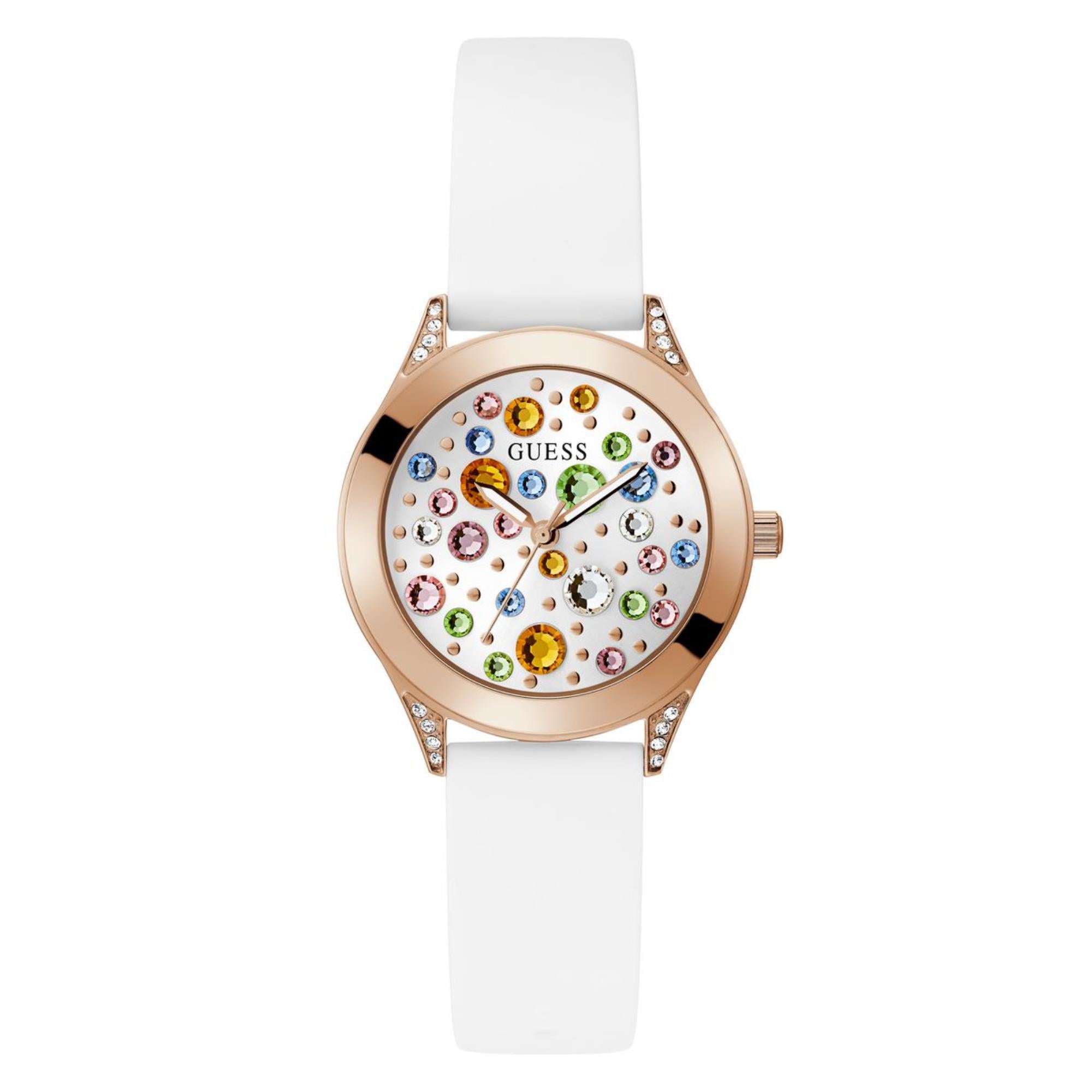 Guess Mini Wonderlust White Dial Silicone Strap Women's Watch GW0678L4