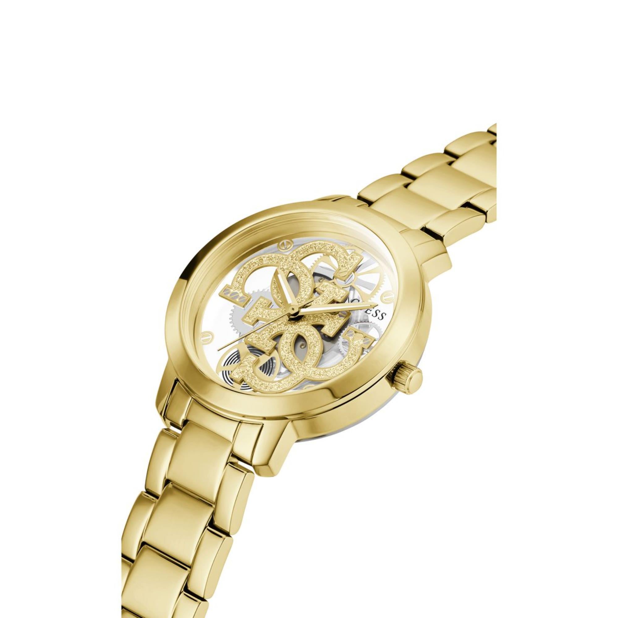Guess Quatro Clear Gold Dial Stainless Steel Strap Women's Watch GW0300L2