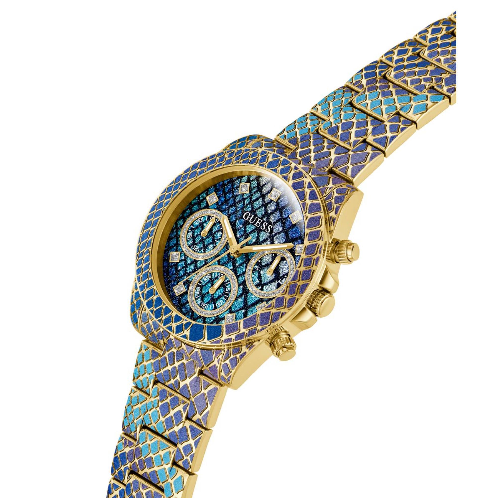 Guess Serpentina Animal Print Dial Stainless Steel Strap Women's Watch GW0752L1