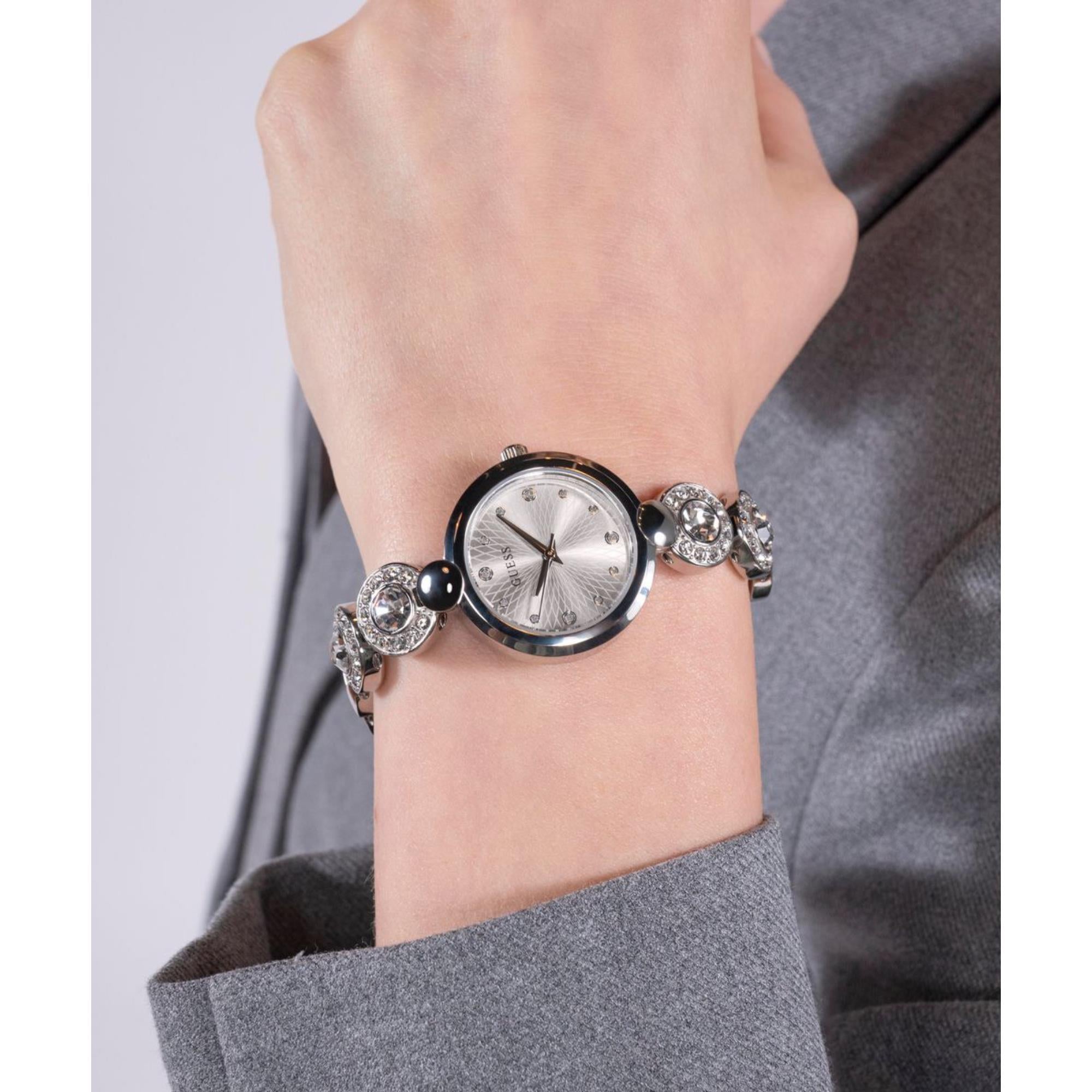 Guess Stardom Silver Dial Stainless Steel Strap Women's Watch GW0757L1