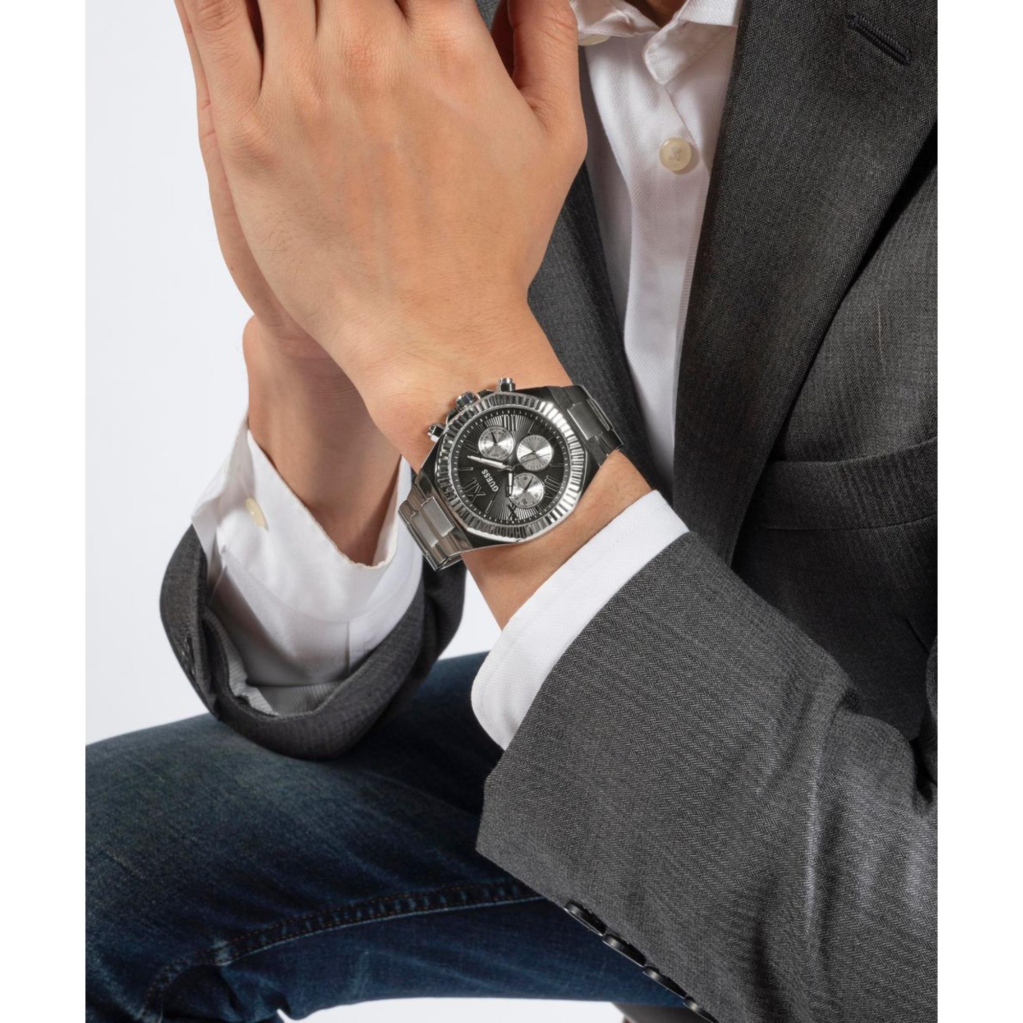 Guess Multifunction Black Dial Stainless Steel Strap Men's Watch GW0703G1