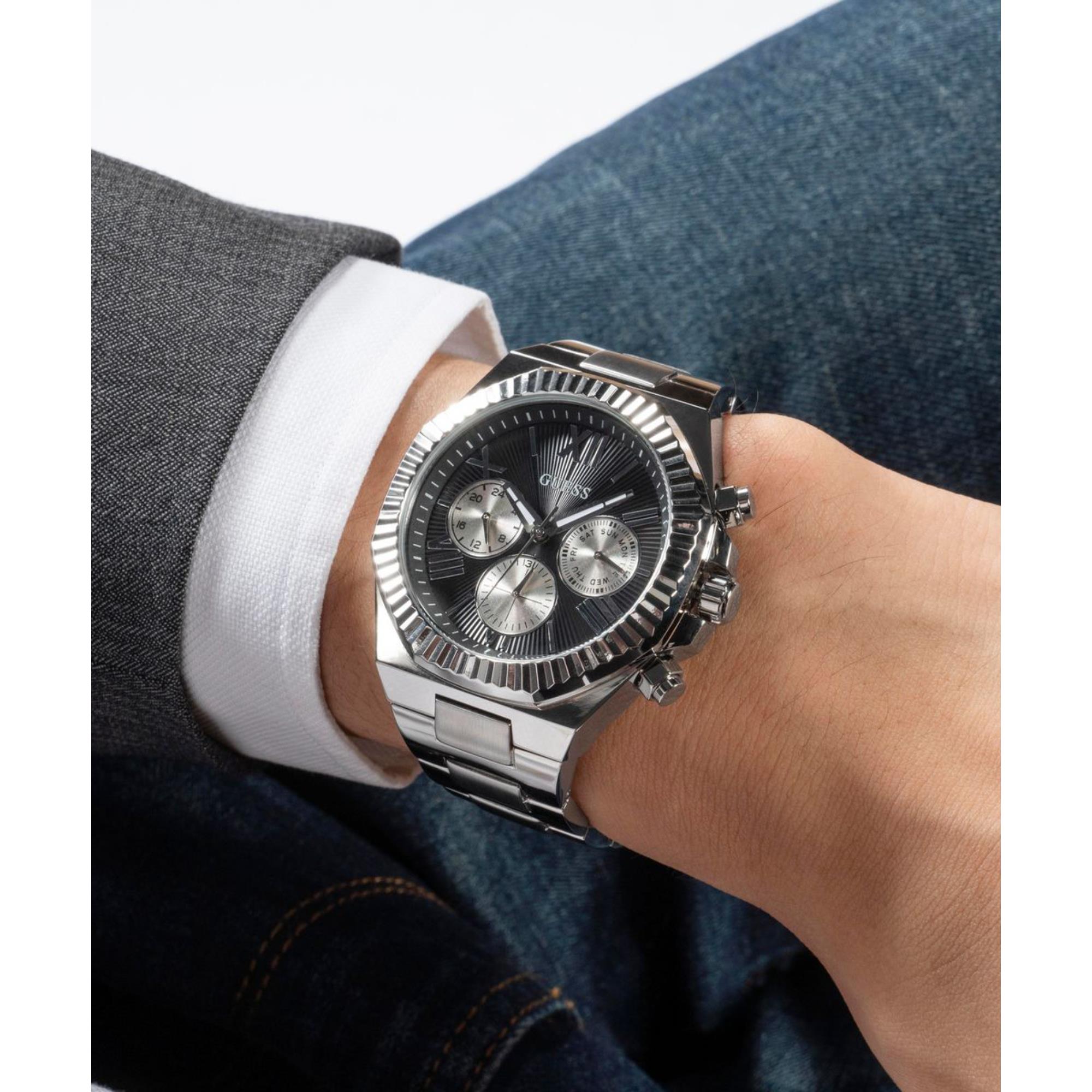 Guess Multifunction Black Dial Stainless Steel Strap Men's Watch GW0703G1