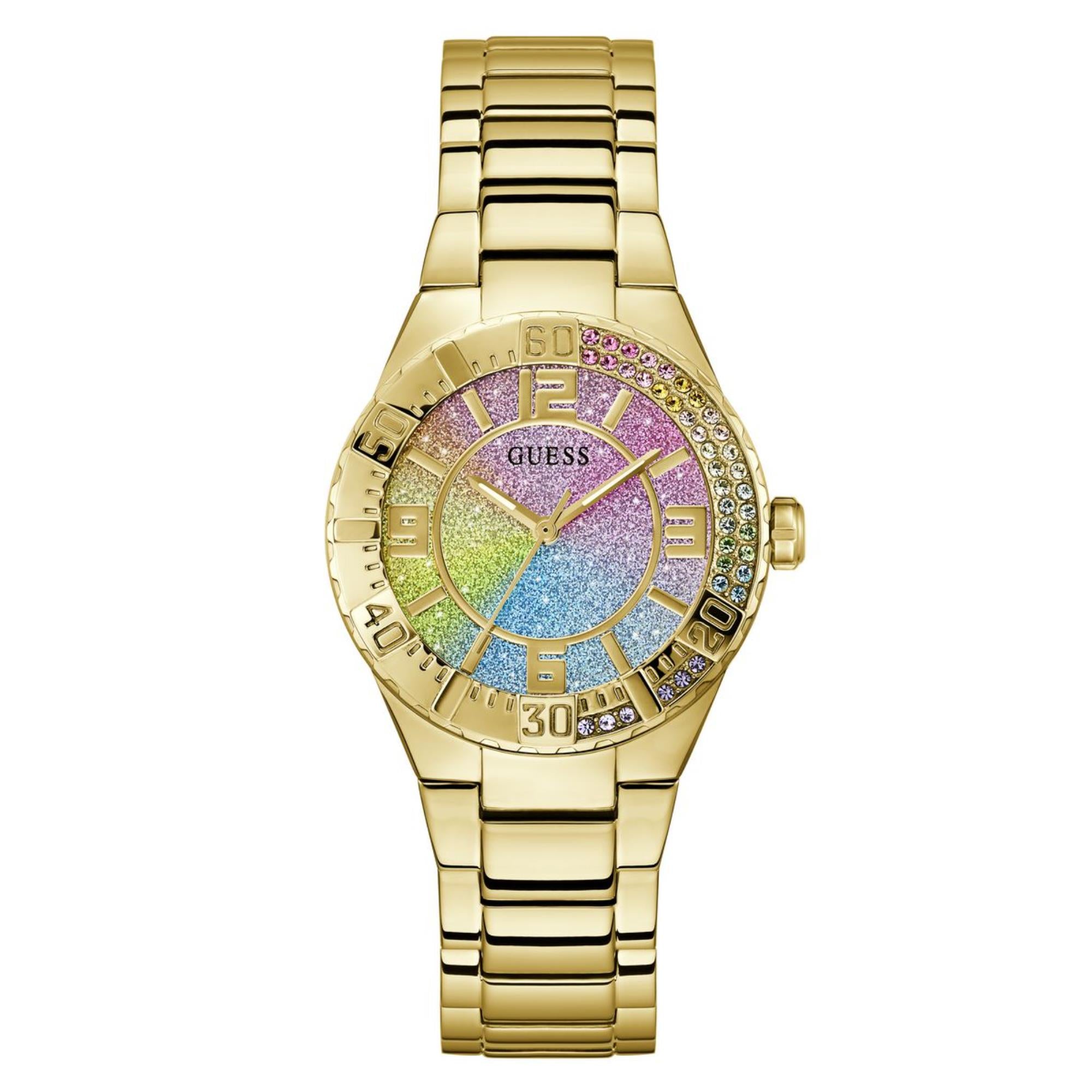 Guess Sangria Rainbow Dial Stainless Steel Strap Women's Watch GW0882L2