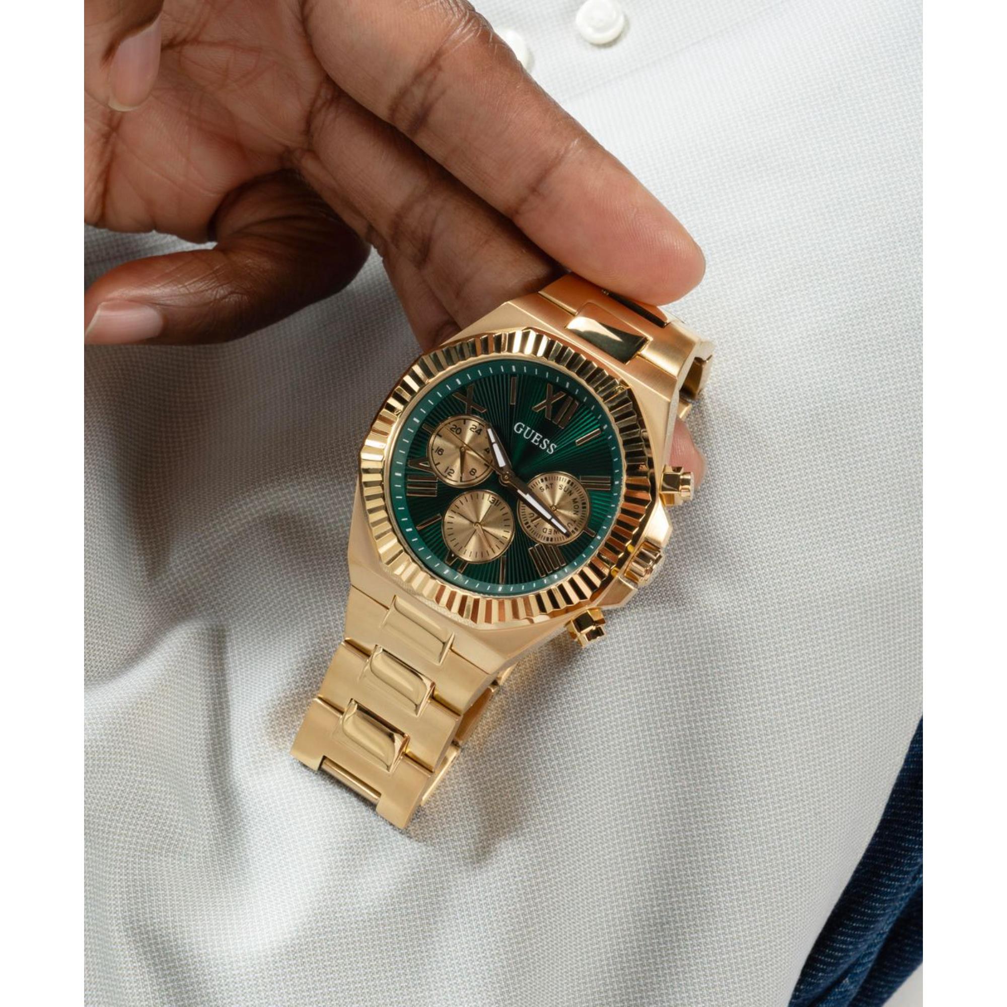 Guess Equity Green Dial Stainless Steel Strap Men's Watch GW0703G2