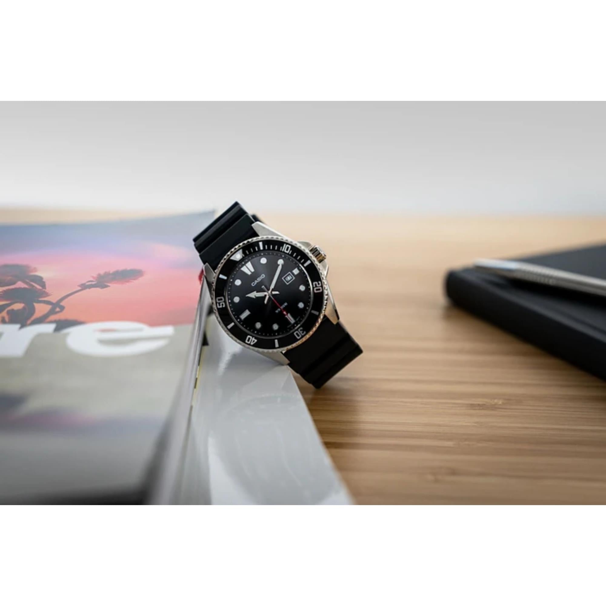 Casio Marlin Quartz Black Dial Resin Strap Men's Watch MDV-107-1A1VEF