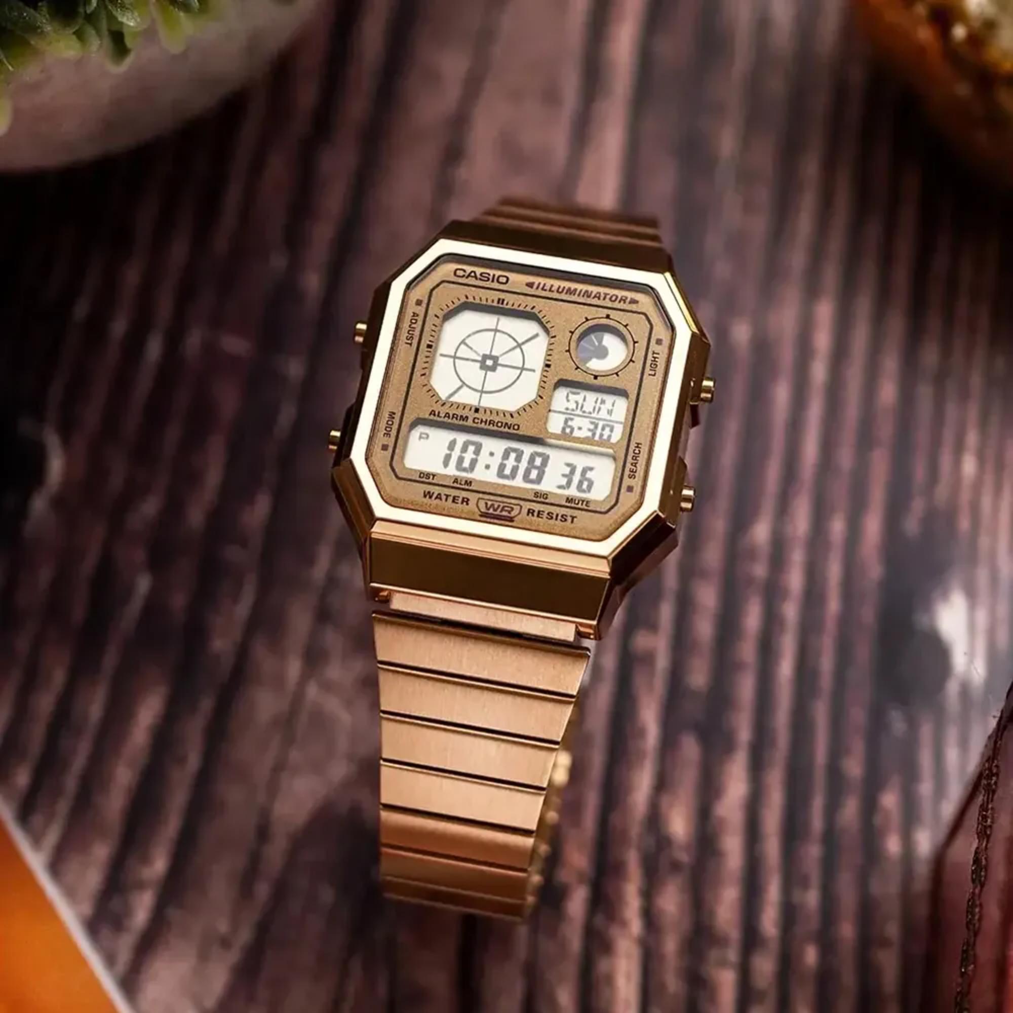 Casio Vintage Digital Gold-Tone Strap Unisex Watch A130WEG-9AEF