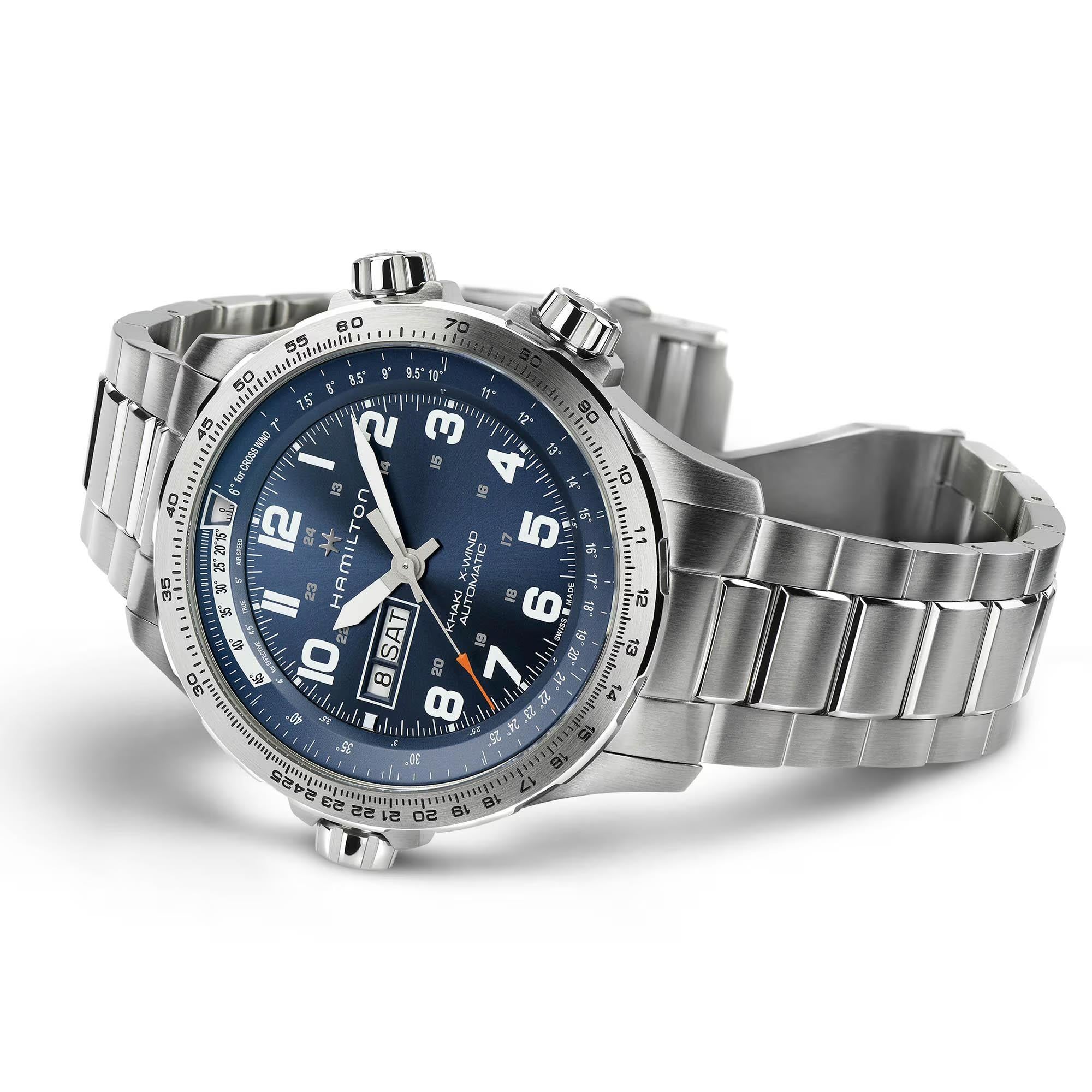 Hamilton Khaki Aviation X-Wind Automatic Blue Dial Steel Strap Men's Watch H77765141