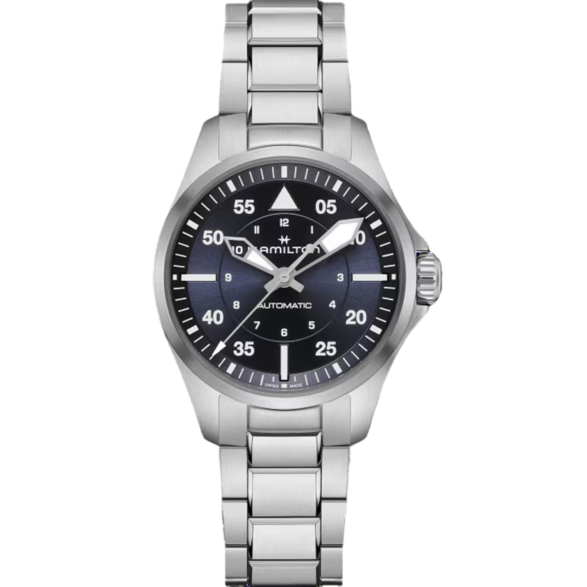 Hamilton Khaki Aviation Pilot Automatic Blue Dial Steel Strap Unisex Watch H76215140