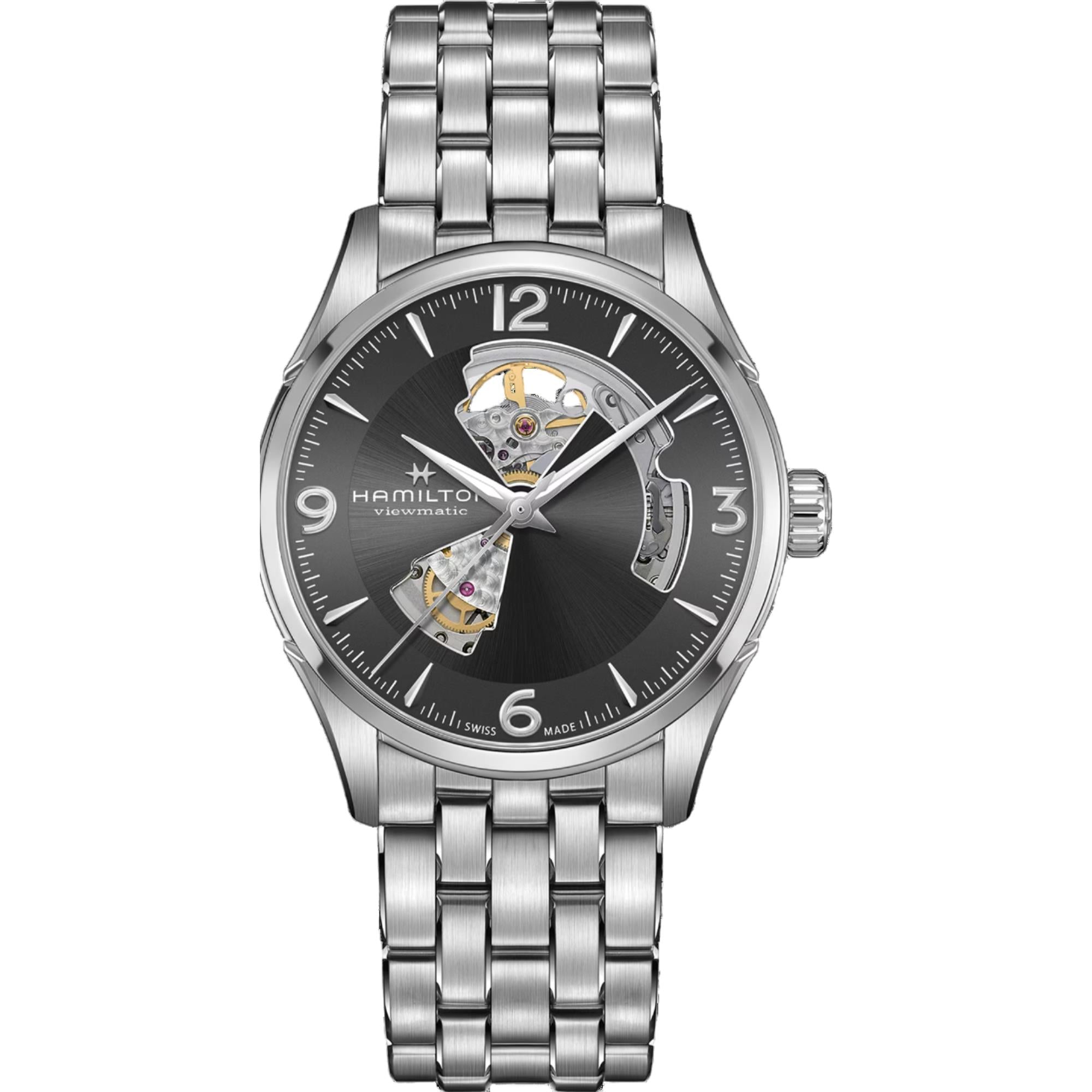Hamilton Jazzmaster Open Heart Automatic Grey Dial Steel Strap Men's Watch H32705181