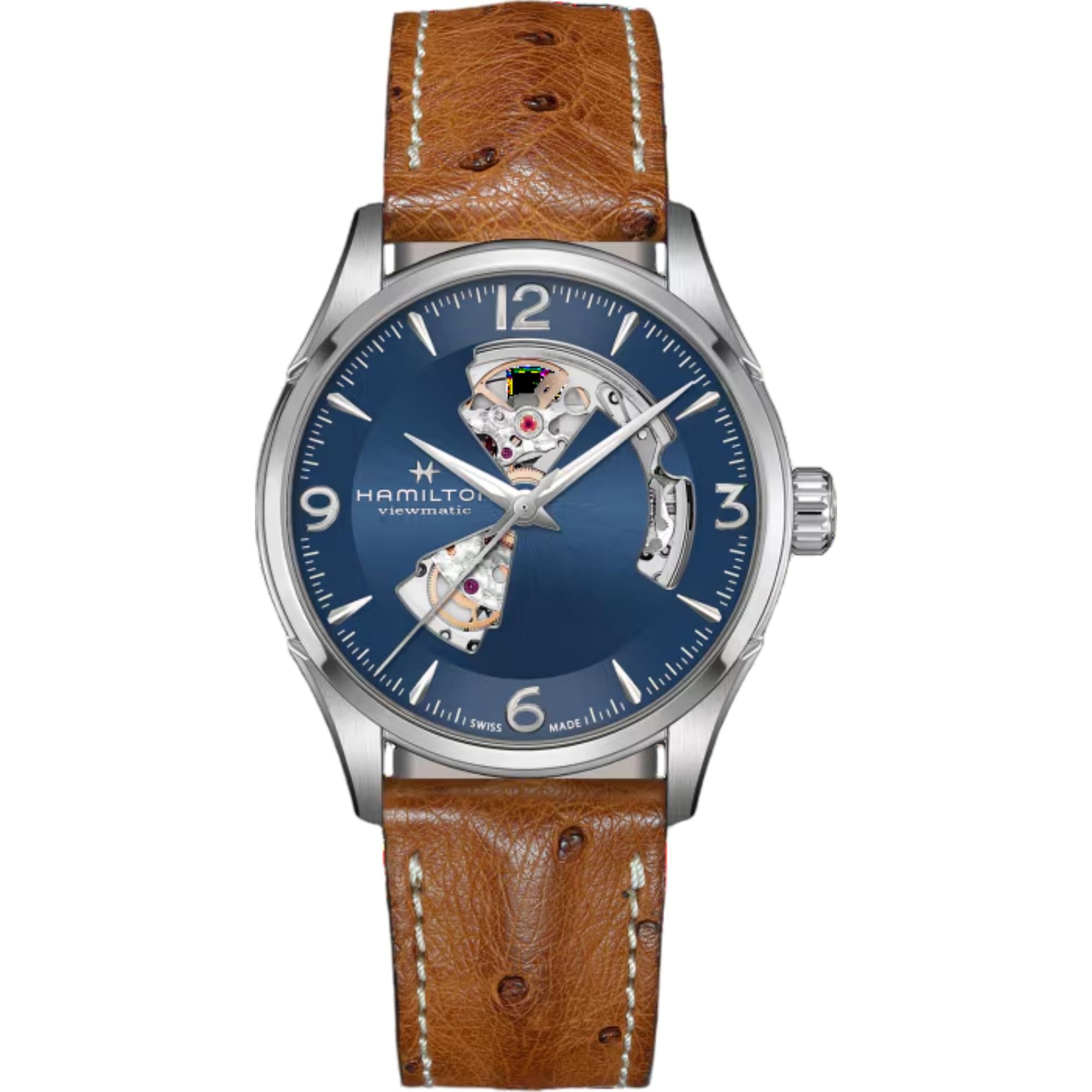 Hamilton Jazzmaster Open Heart Automatic Blue Dial Leather Strap Men's Watch H32705041
