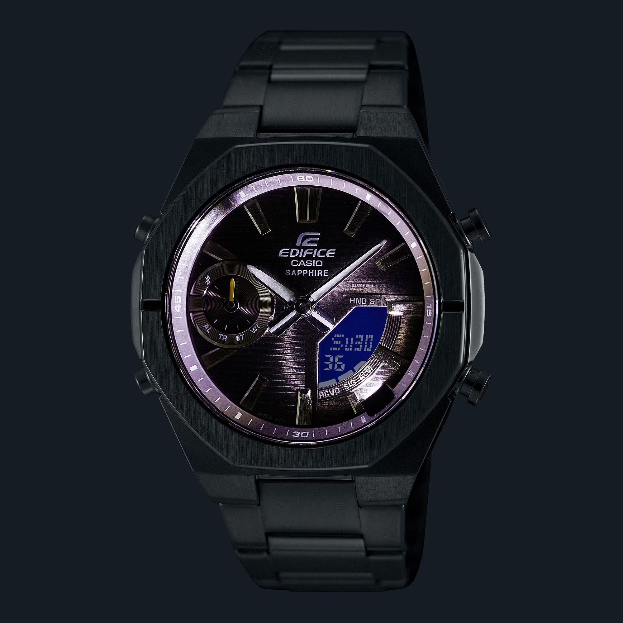 Casio Edifice Solar Powered Grey Dial Steel Strap Men's Watch ECB-S10D-8AEF
