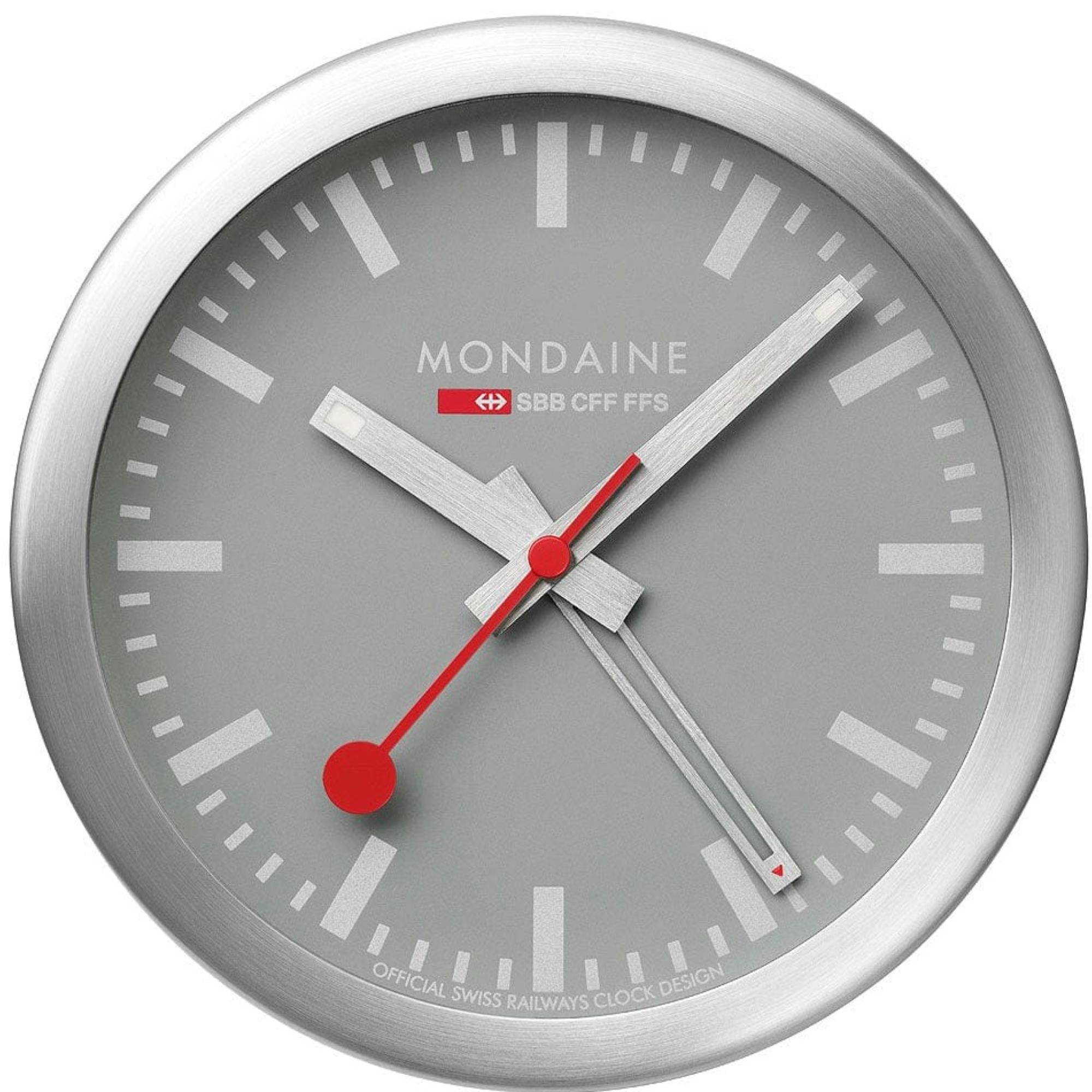 Mondaine Classic Silver Frame Grey Dial Mini Wall Clock A997.MCAL.86SBV.2