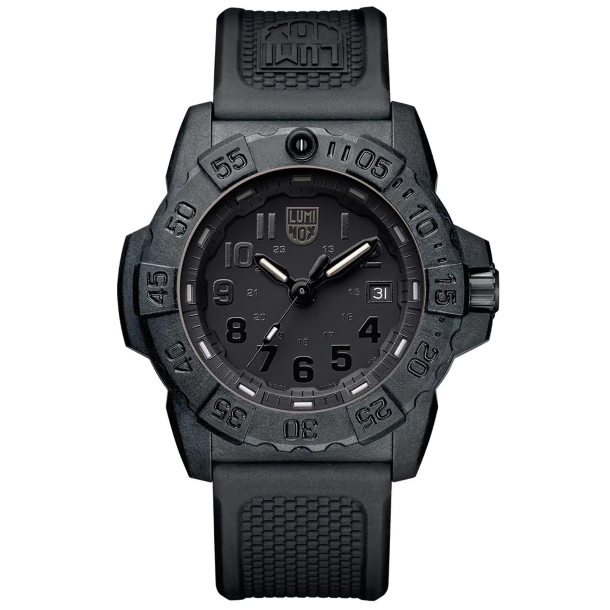 Luminox Navy Seal 3500 Series Quartz Carbonox Black Dial Black Rubber Strap Men's Watch XS.3501.BO.F