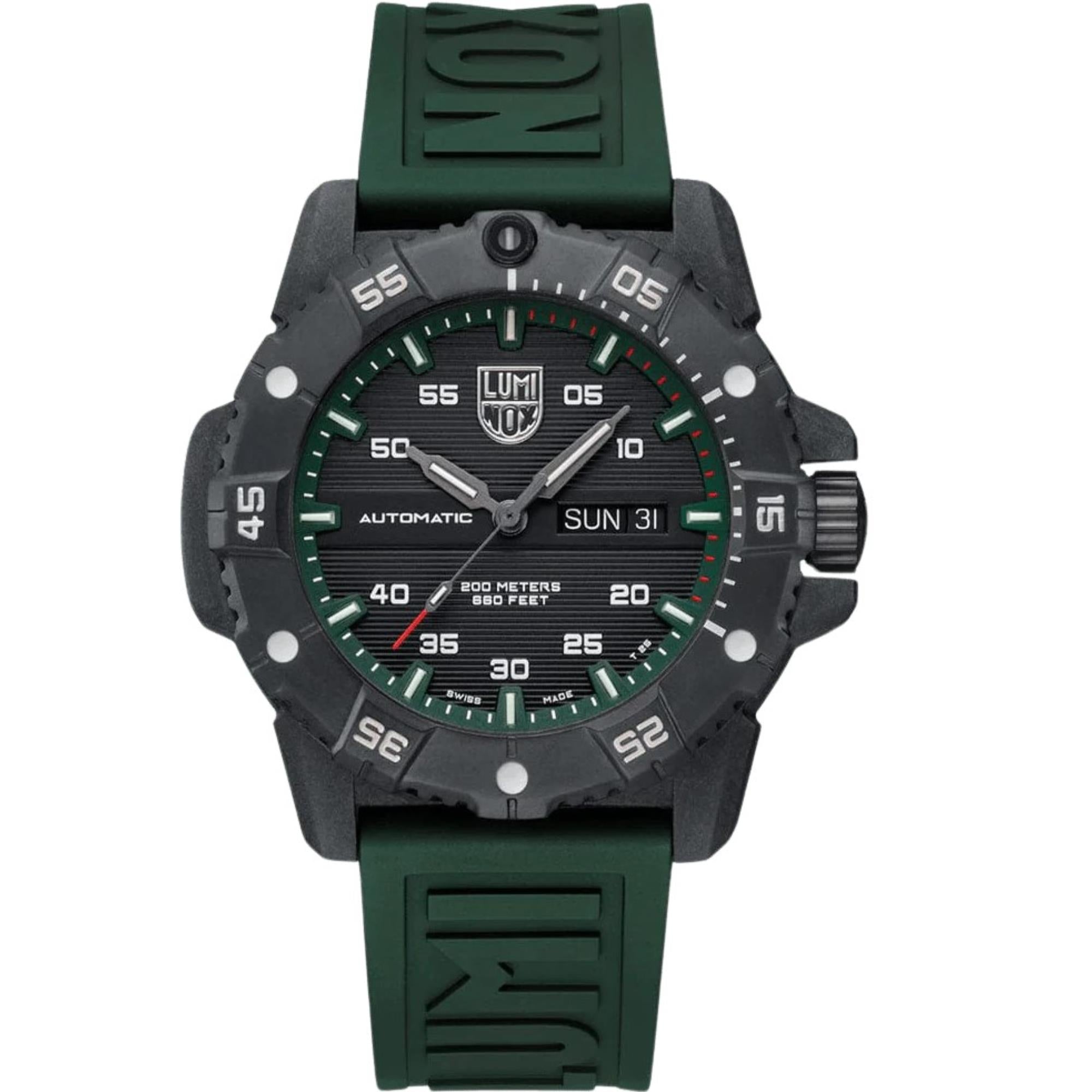 Luminox Master Carbon Seal 3860 Series Automatic Grey Dial Green Rubber Strap Men's Watch XS.3877